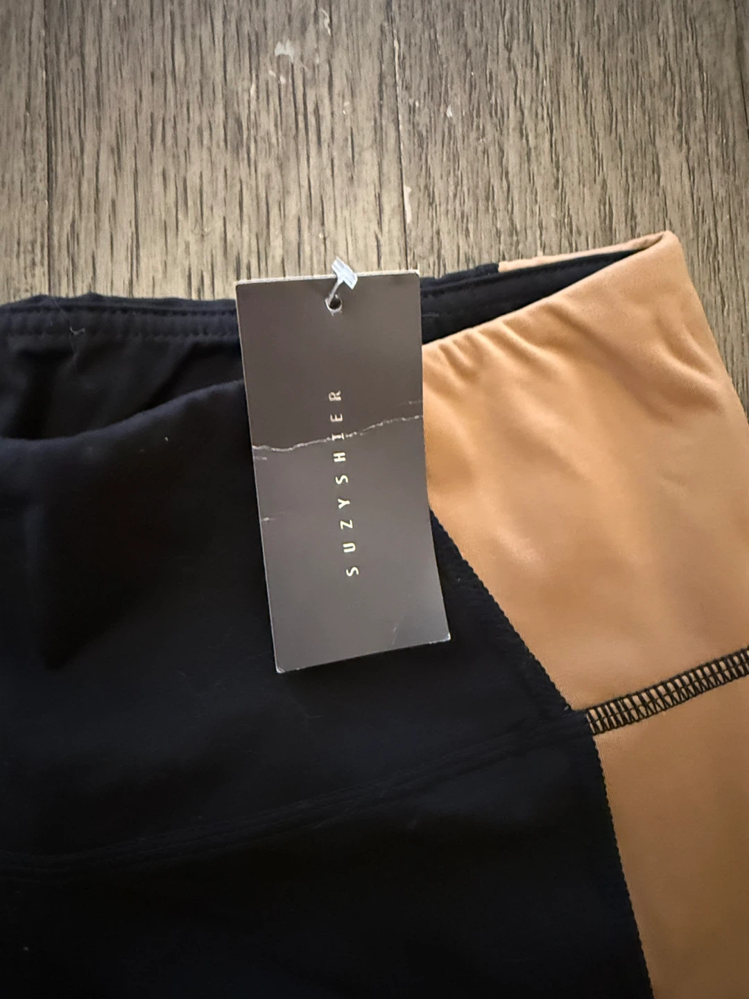 Suzy Shier Black & Tan Leggings - Size S - photo 2