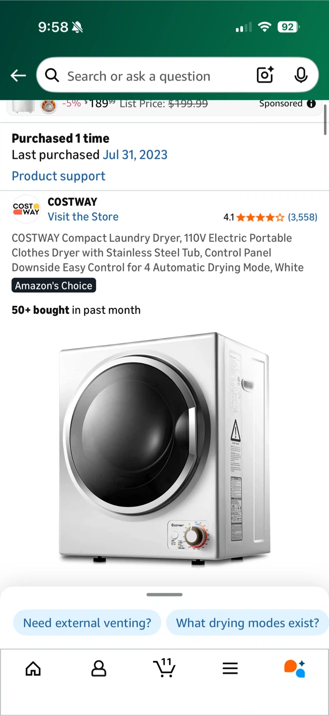 COSTWAY Compact Laundry Dryer - photo 2