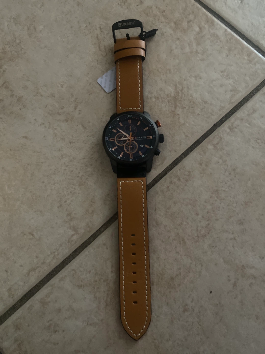 Curren Men's Quartz Watch with Brown Leather Strap