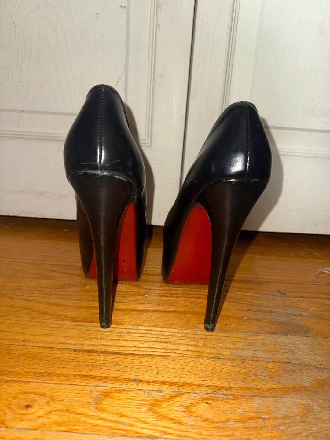 Leather Black Platform High Heels - Size 9 - photo 3