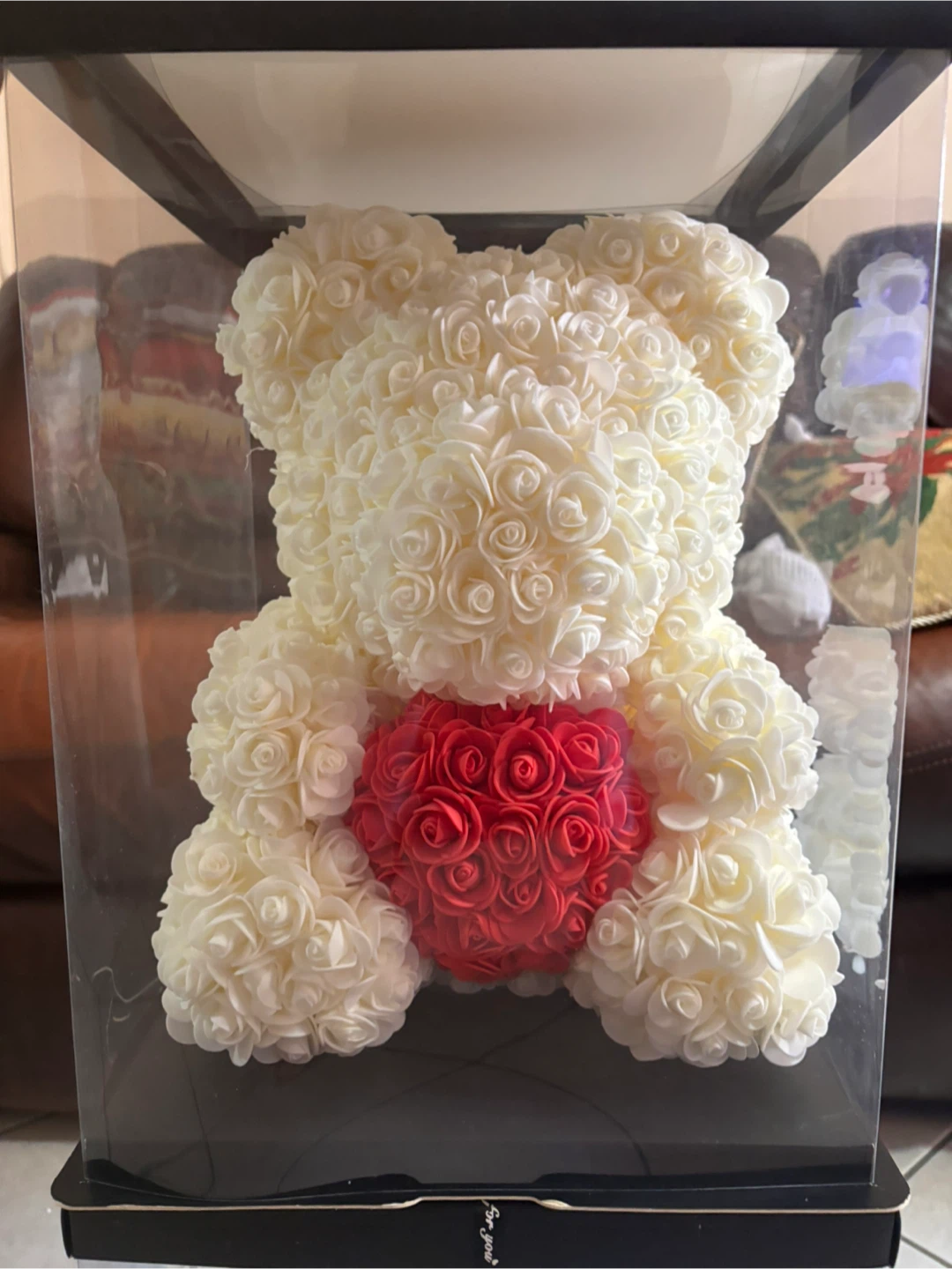 Rose Bear with Box - White & Red