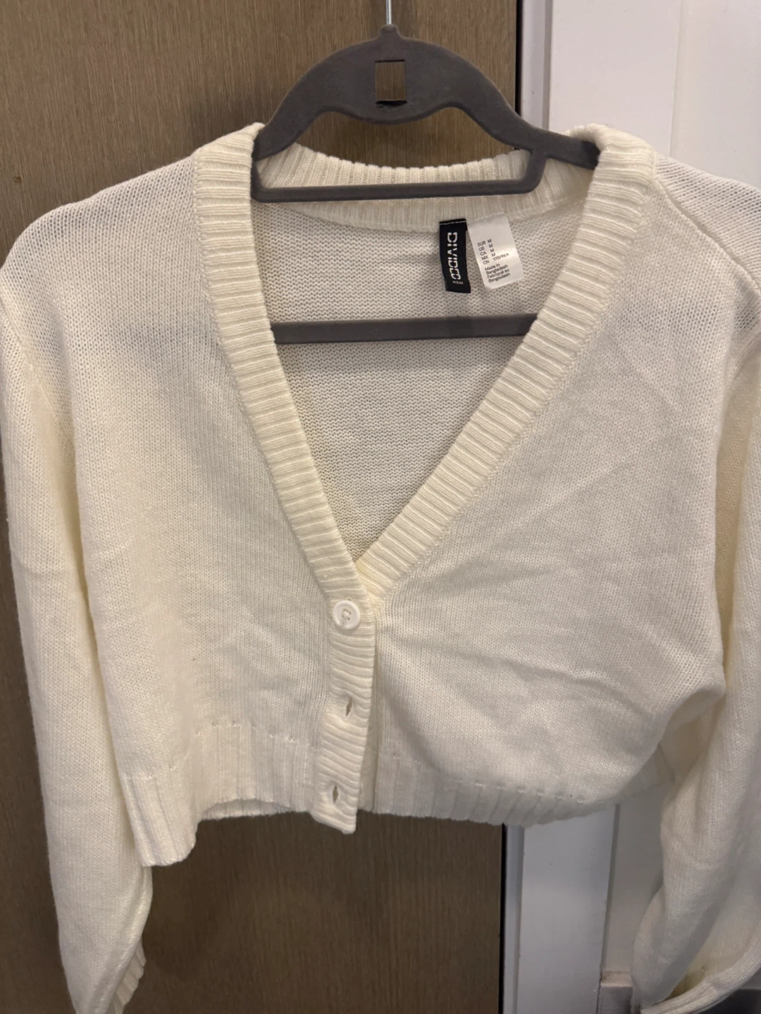 H&M Cream Cropped Cardigan-medium