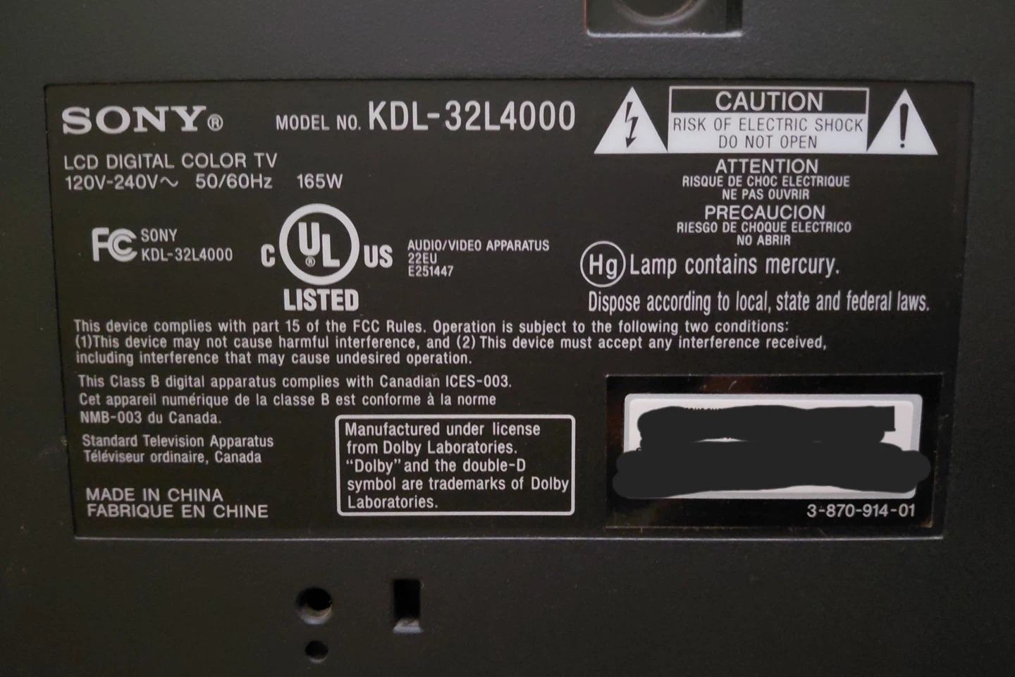 Sony Bravia KDL-32L4000 32" LCD TV - photo 3