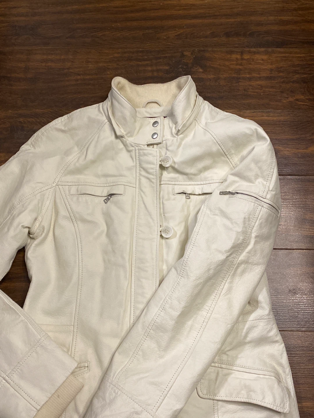 Danier White Leather Jacket - Size S - photo 4
