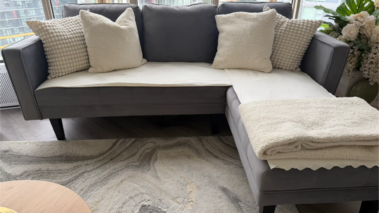 Interchangeable Grey Sectional Sofa with Chaise Lounge - photo 5