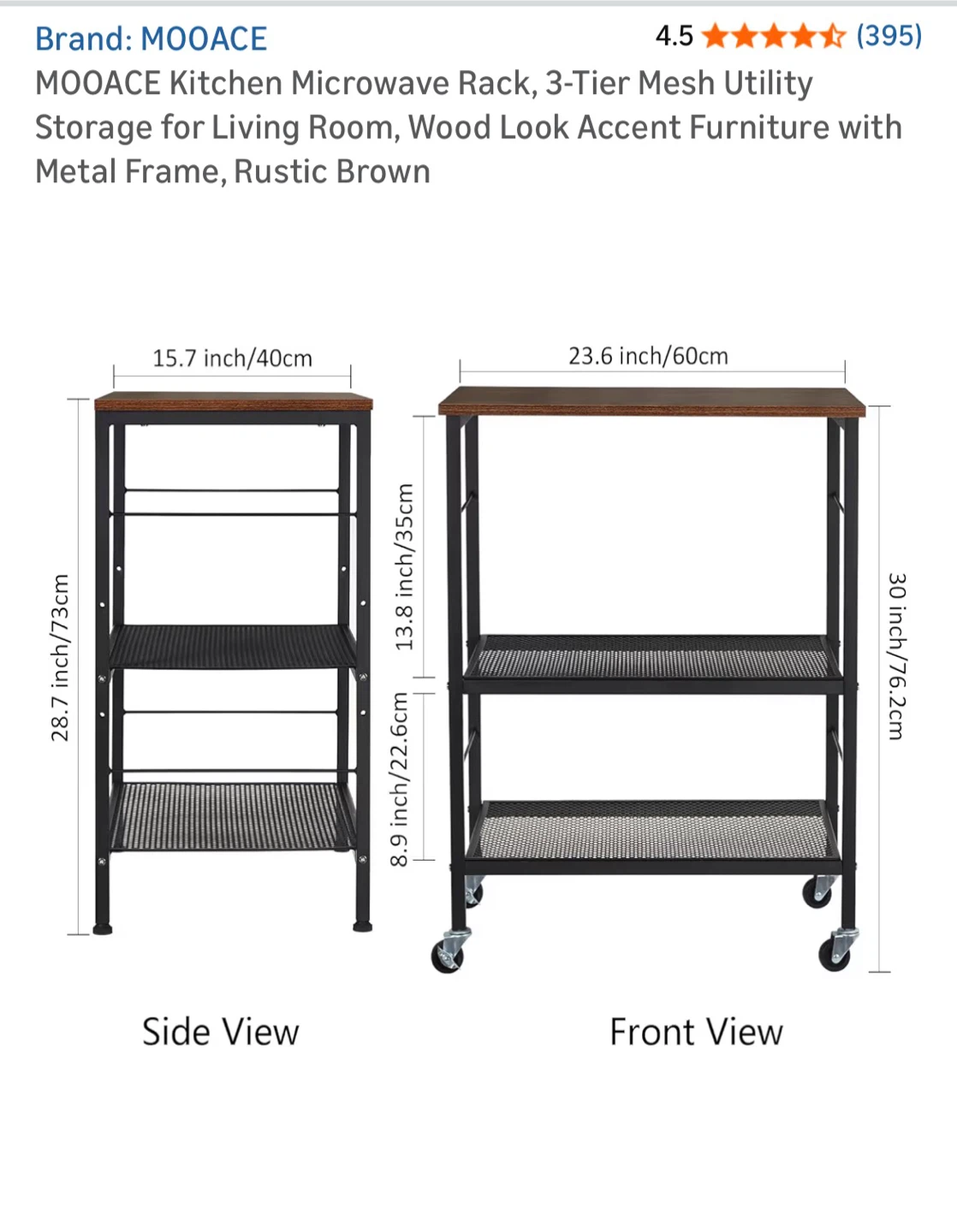 Kitchen Microwave Rack - Rustic Brown - photo 2