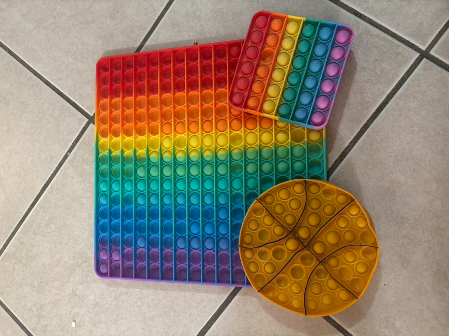 Rainbow and Basketball Pop It Fidget Toys - Set of 3