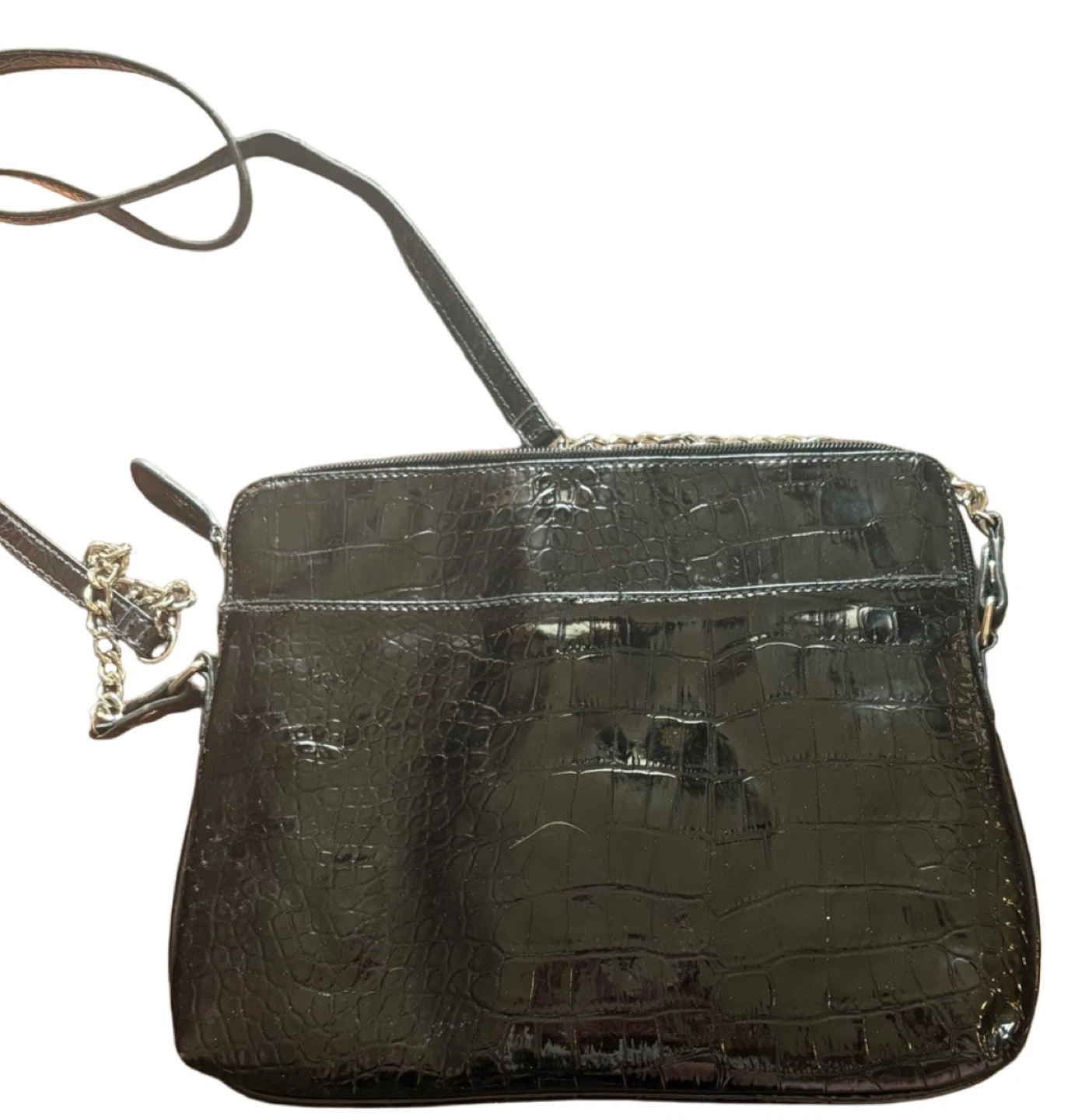 Kenneth Cole Reaction Black Croc-Embossed Shoulder Bag - photo 2