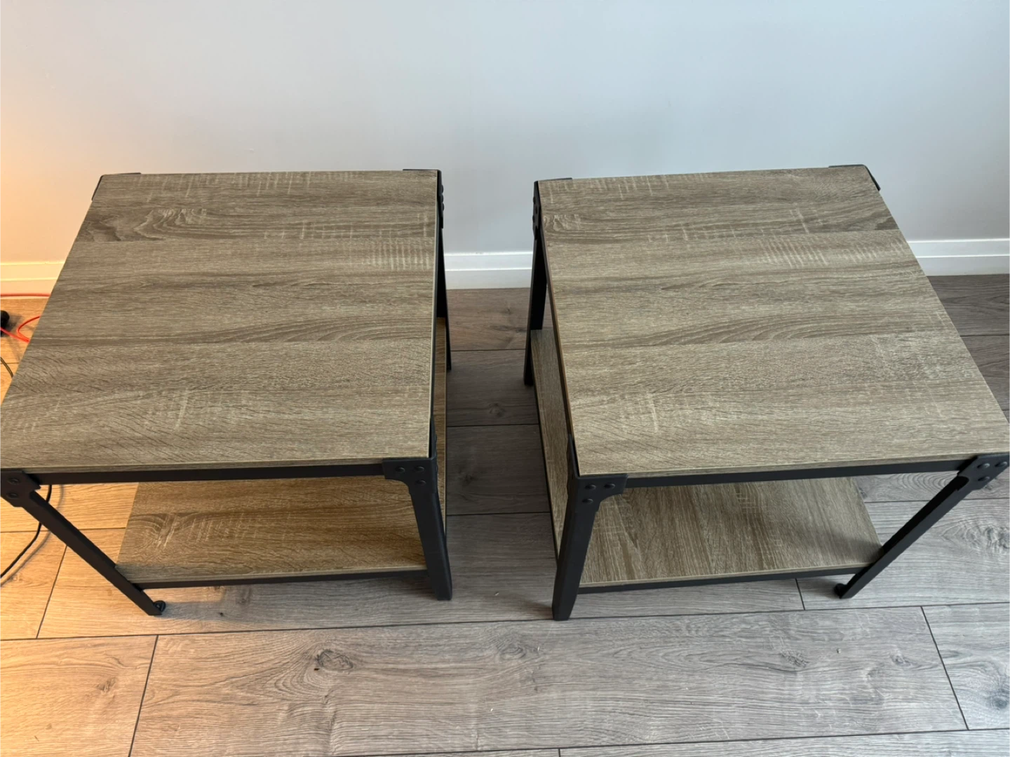 Set of 2 End Tables - Wood & Metal Accent - photo 2
