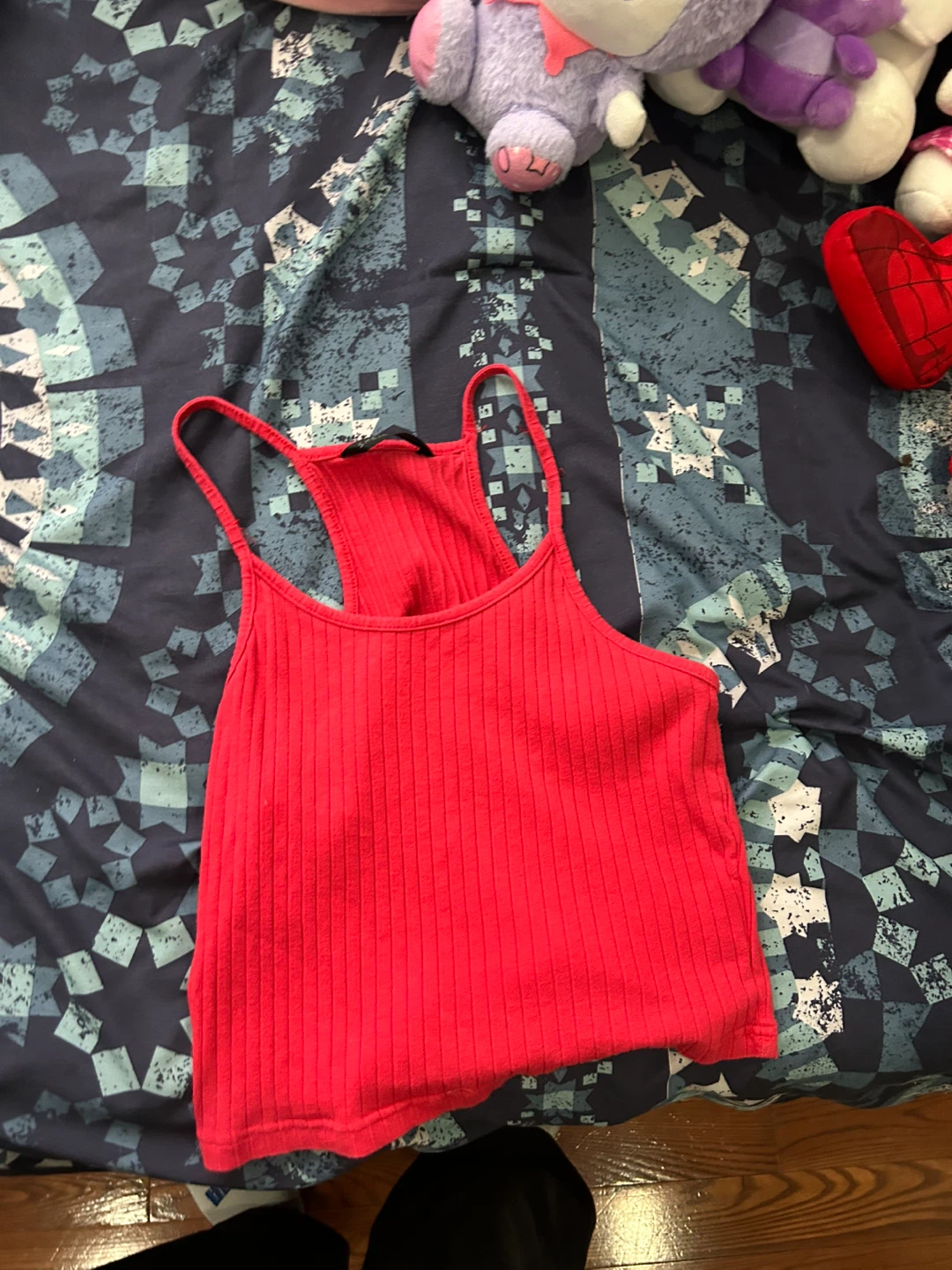 Red Ribbed Tank Top