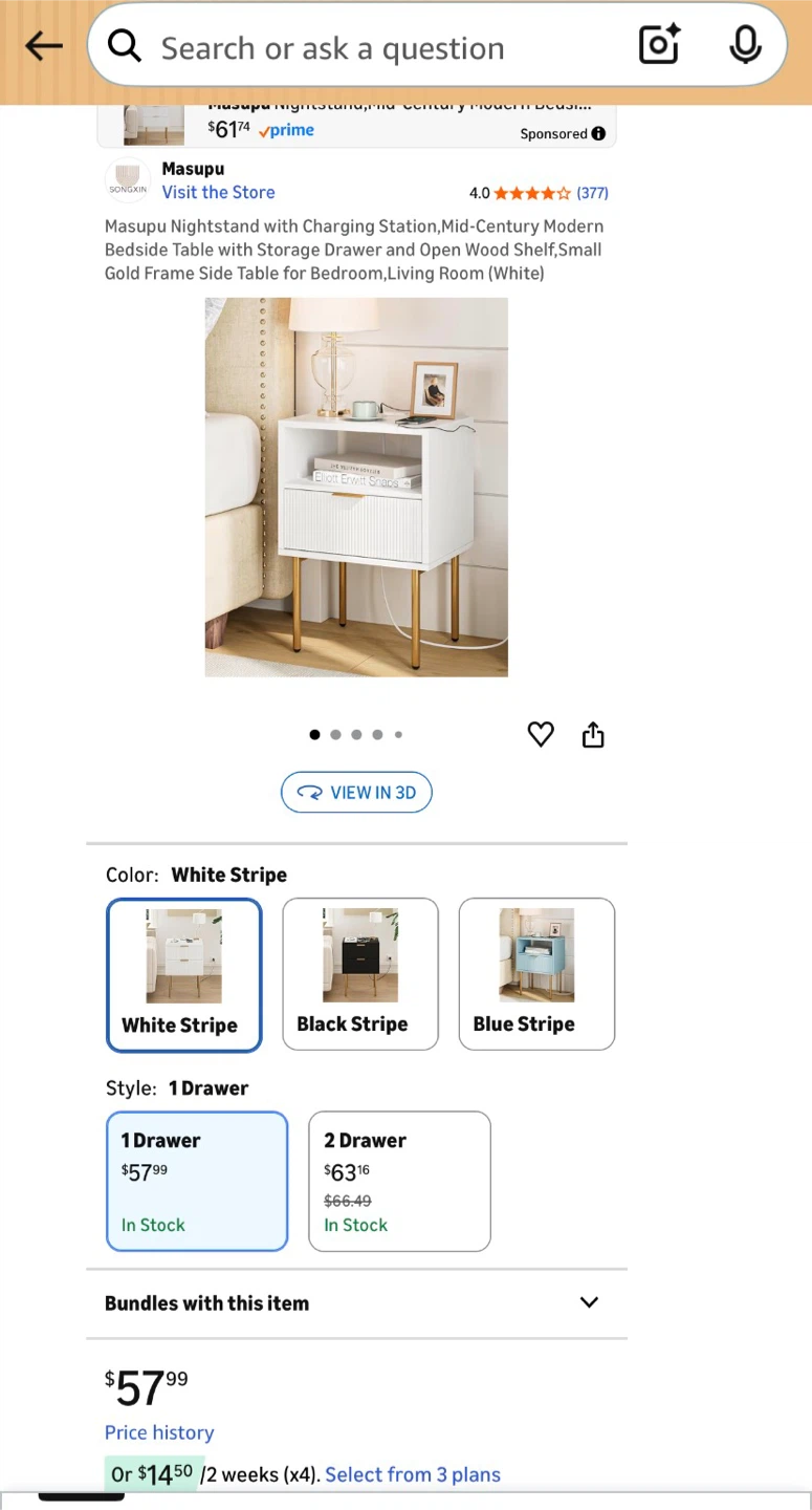 Masupu White Nightstand w/ Charging Station - photo 4