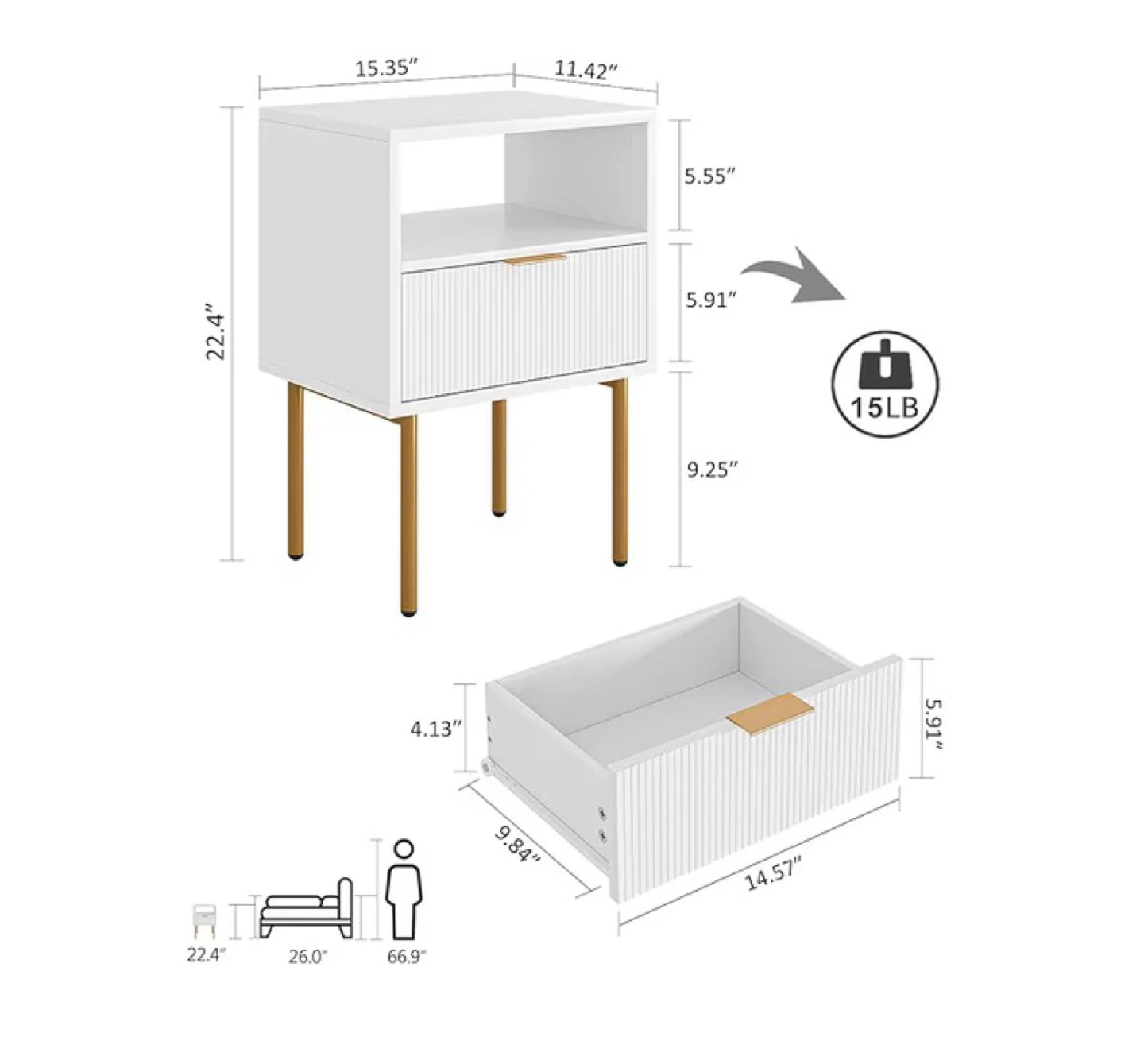 Masupu White Nightstand w/ Charging Station - photo 2