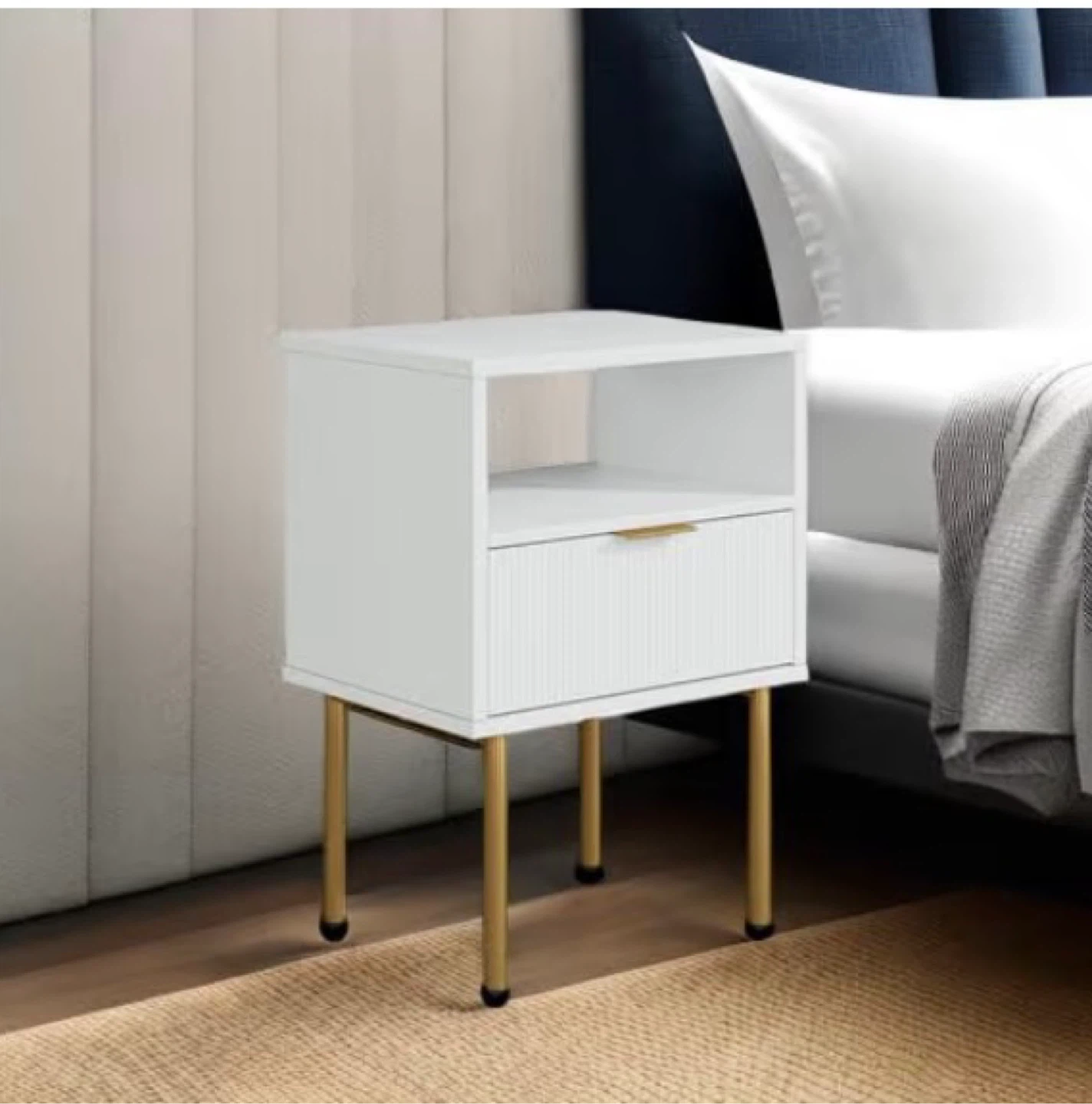 Masupu White Nightstand w/ Charging Station - photo 3