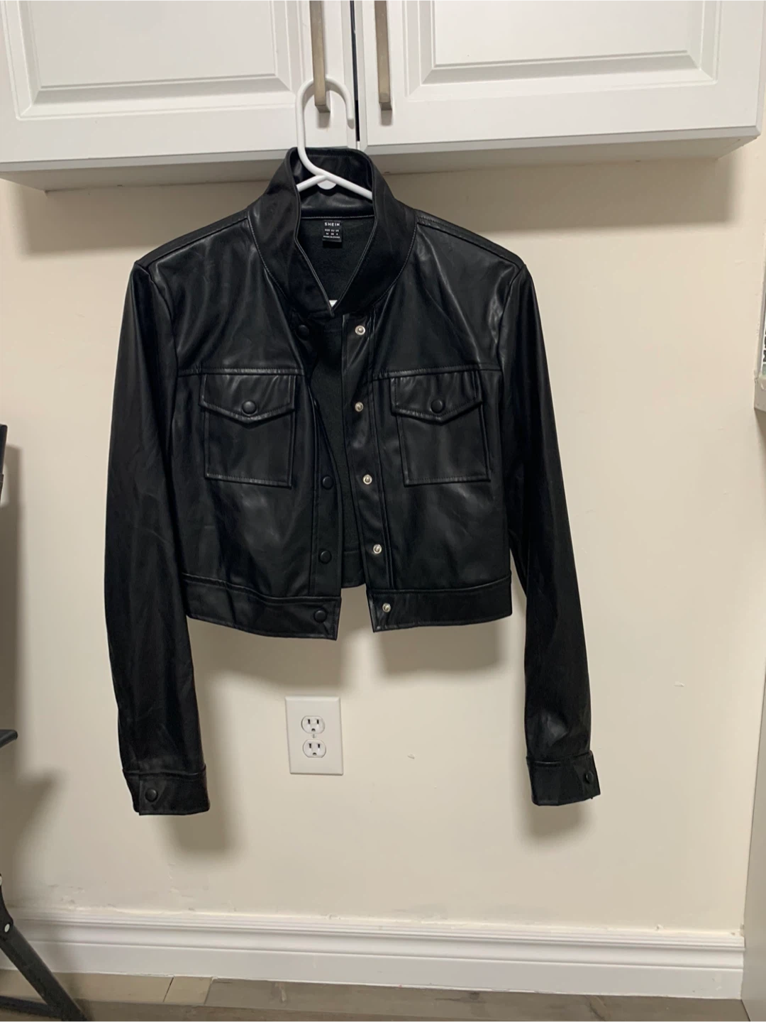 Shein Black PU Jacket New - Size S