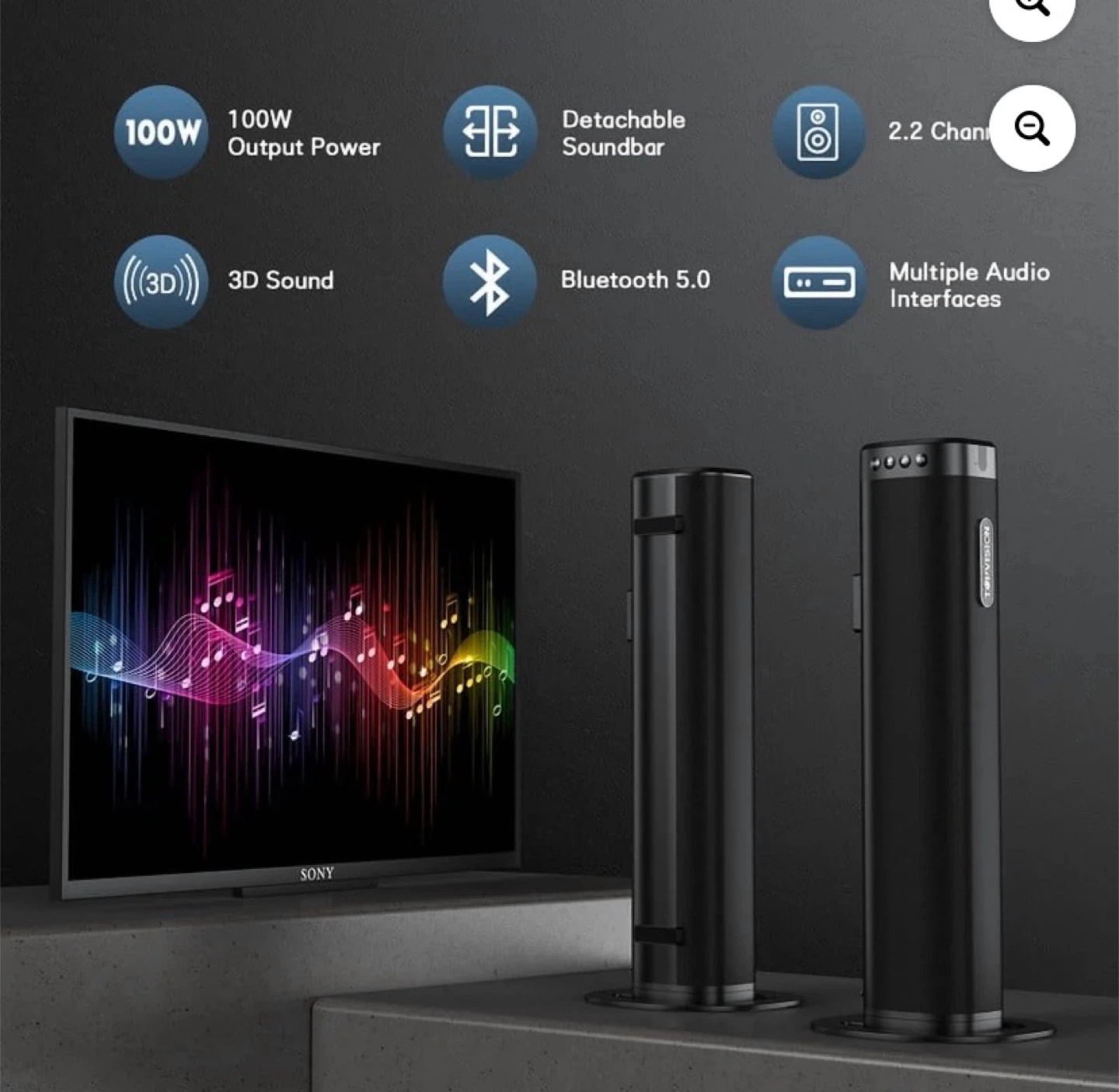 TOPVISION Detachable 2.2 Channel Soundbar - Like New - photo 2