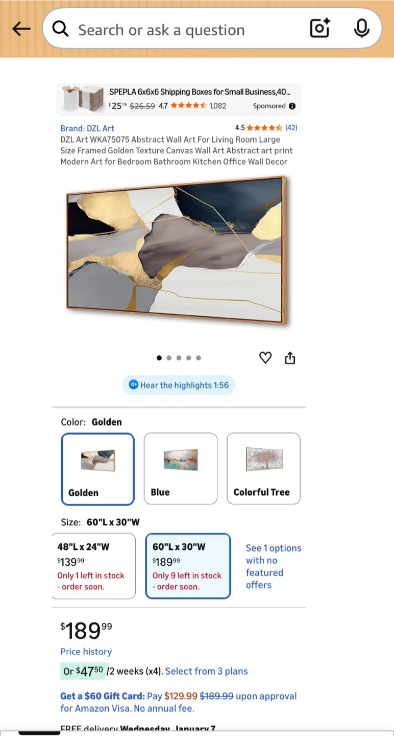 DZL Art Abstract Wall Art, 60"x30" - photo 3