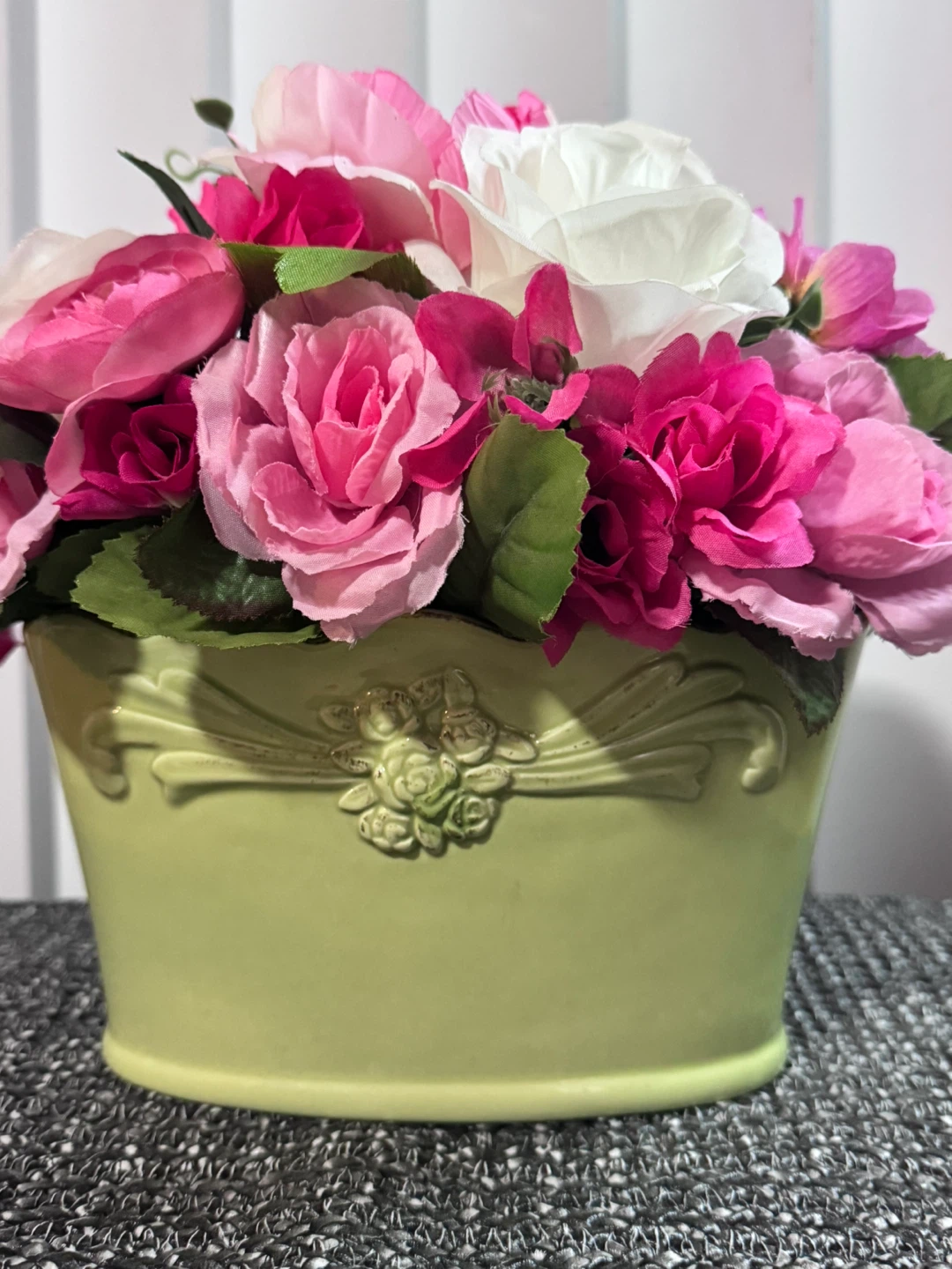 Faux Pink & White Rose Arrangement - photo 2