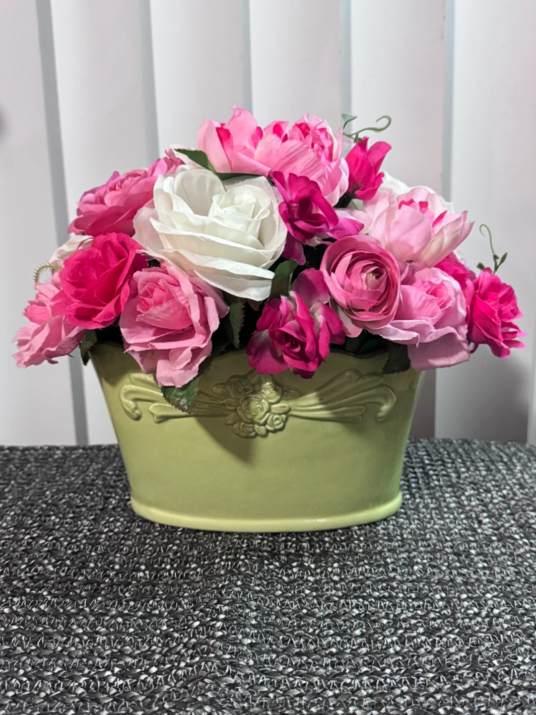 Faux Pink & White Rose Arrangement - photo 3