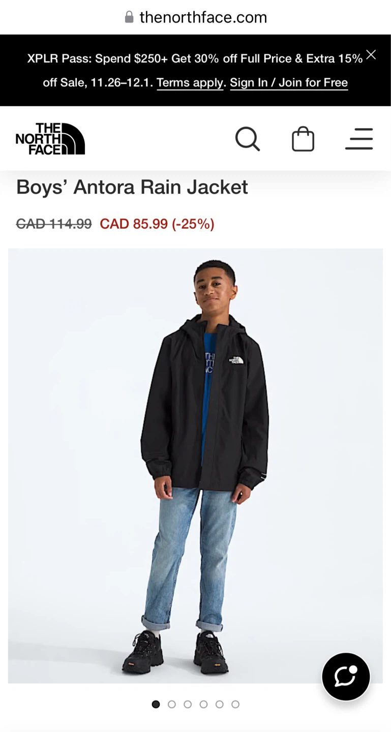 Northface boys’ black jacket - kids medium - photo 5