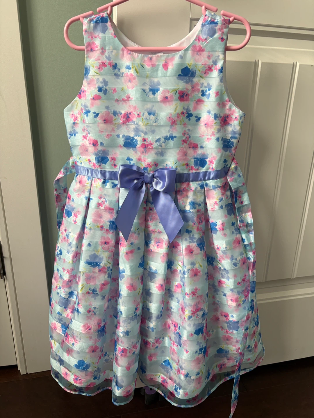 Floral Girls Dress - Blue & Pink size 5