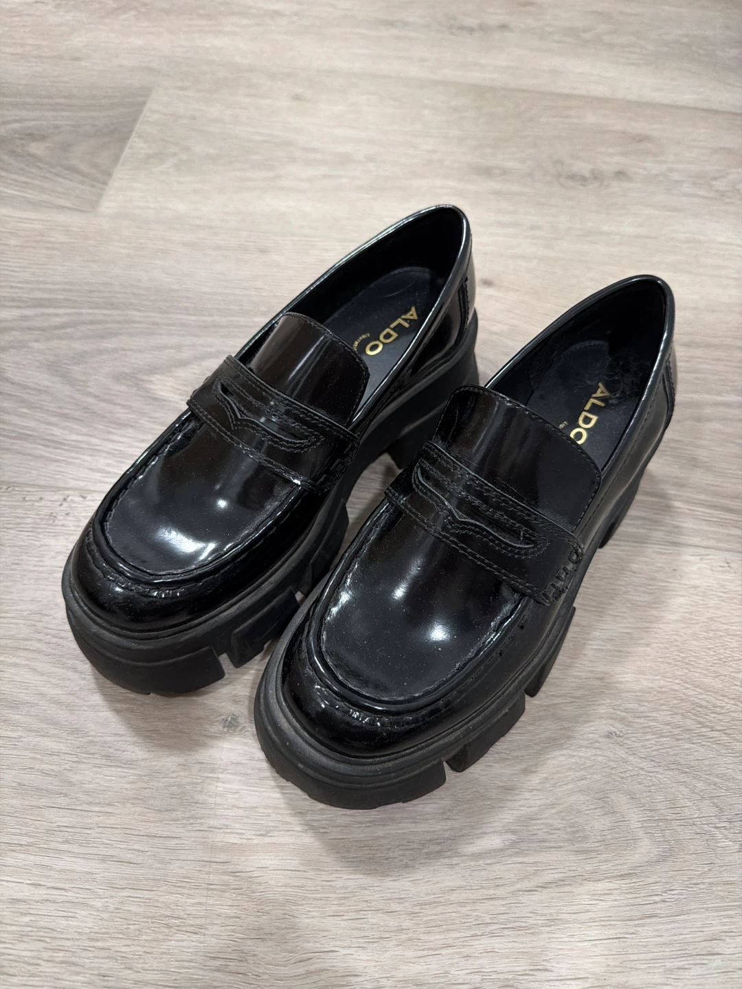 Aldo Black Leather Loafers