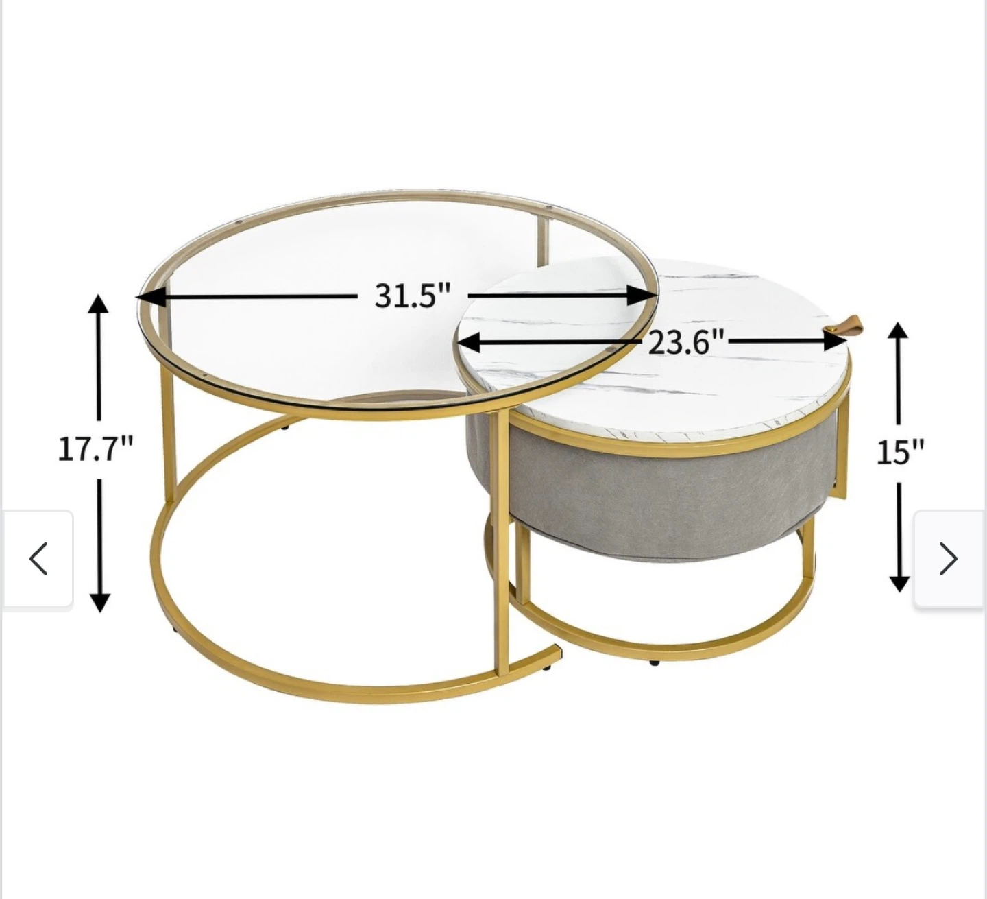 Nesting Coffee Tables - Glass & Marble Top - photo 4