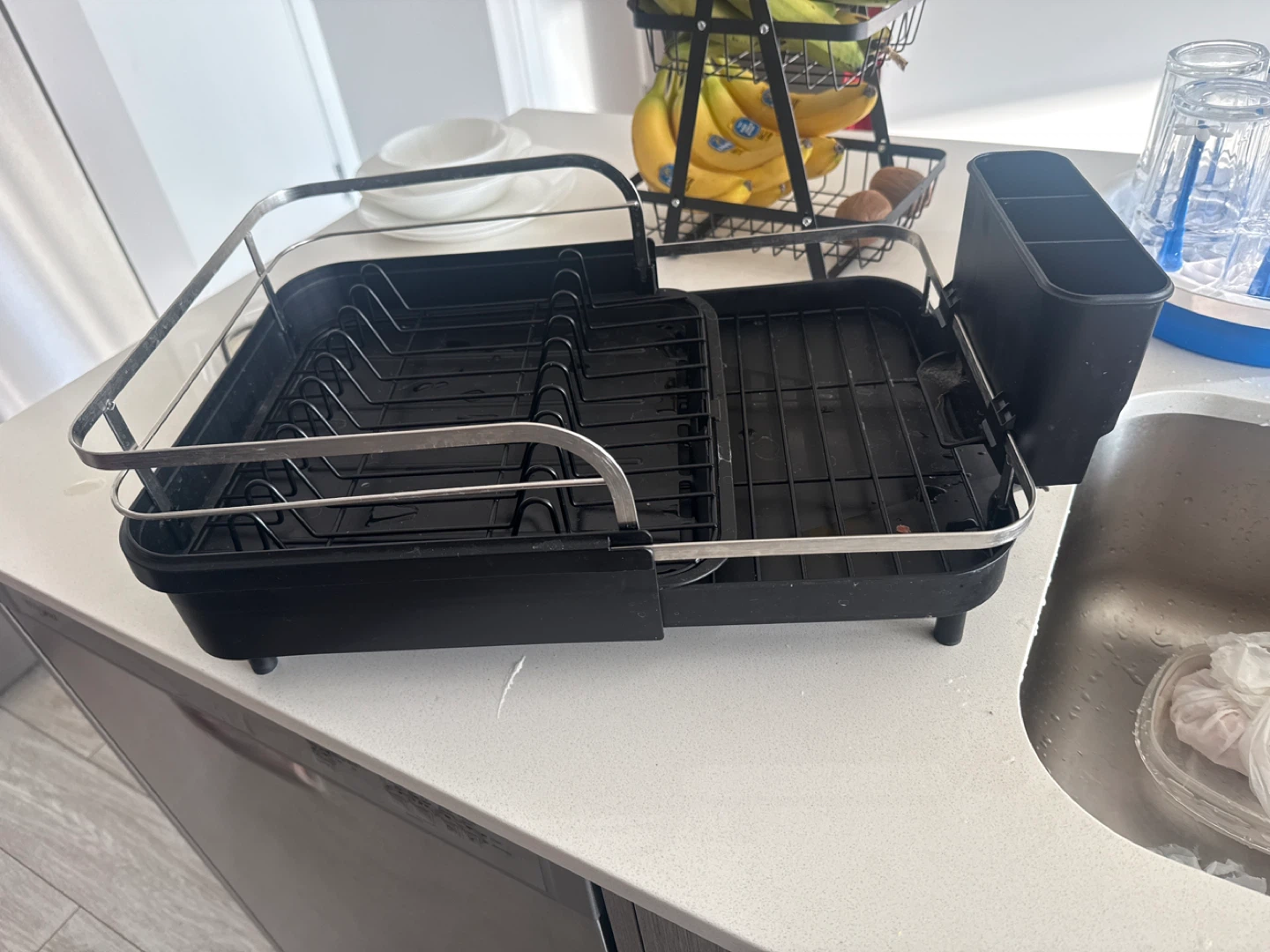 Black Dish Rack with Utensil Holder