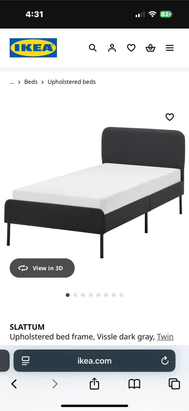IKEA SLATTUM Twin Bed Frame - Vissle Dark Gray