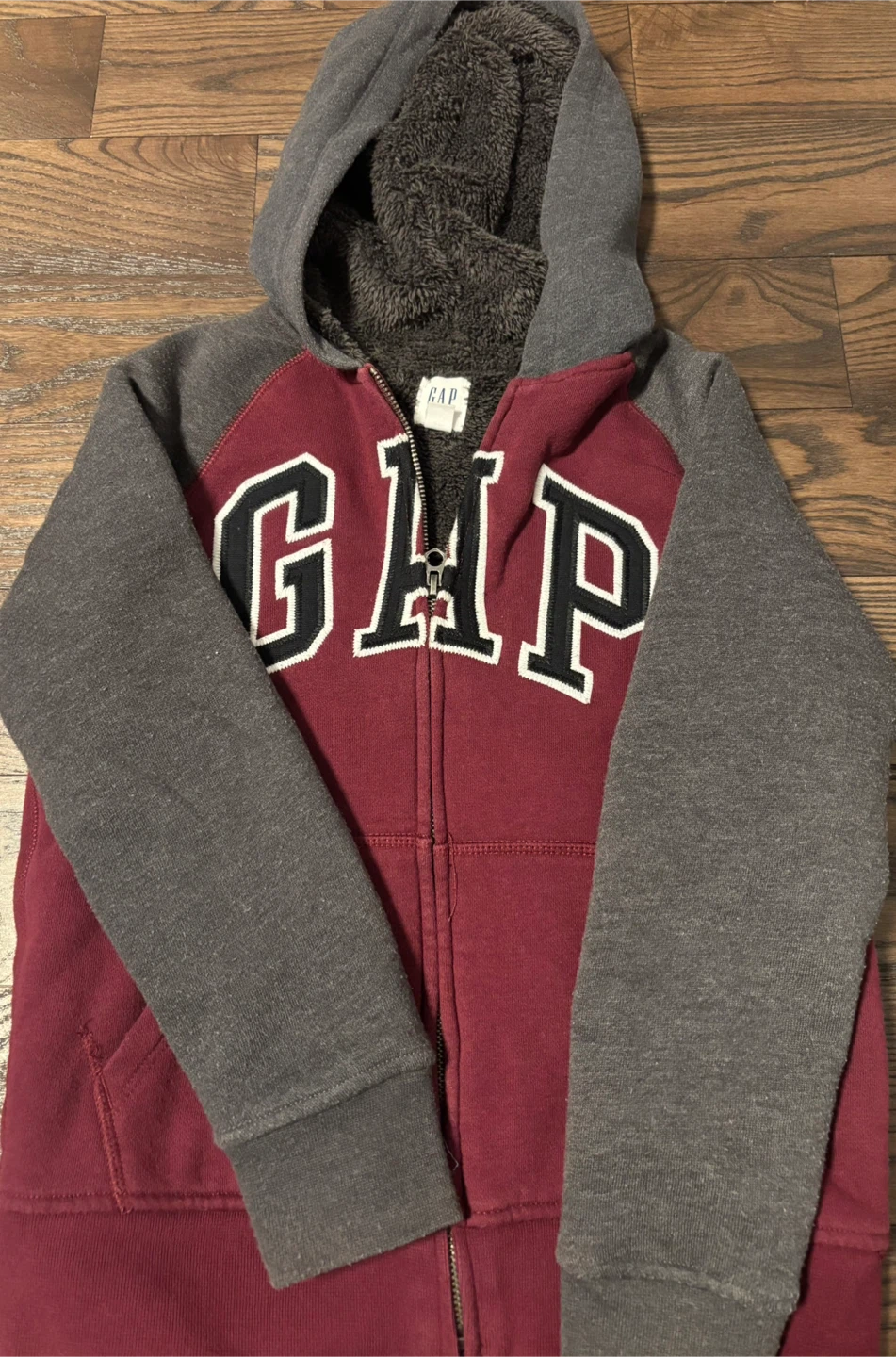 GAP Kids Burgundy & Grey Hoodie - Size M