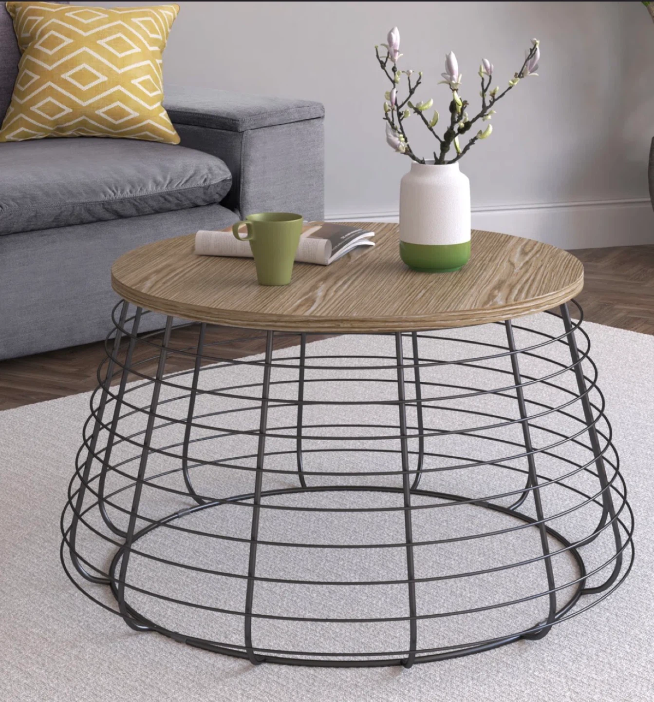 Mirror, coffee table, brown ottoman - photo 3