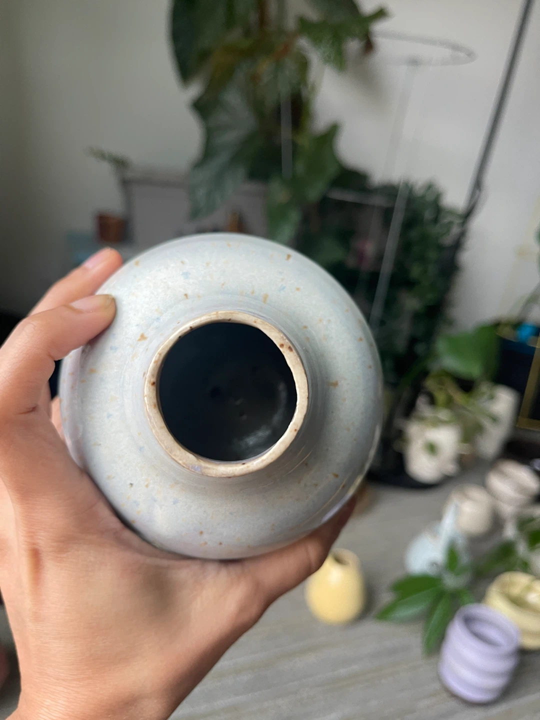Blue Speckled Ceramic Bud Vase - Handmade - photo 4