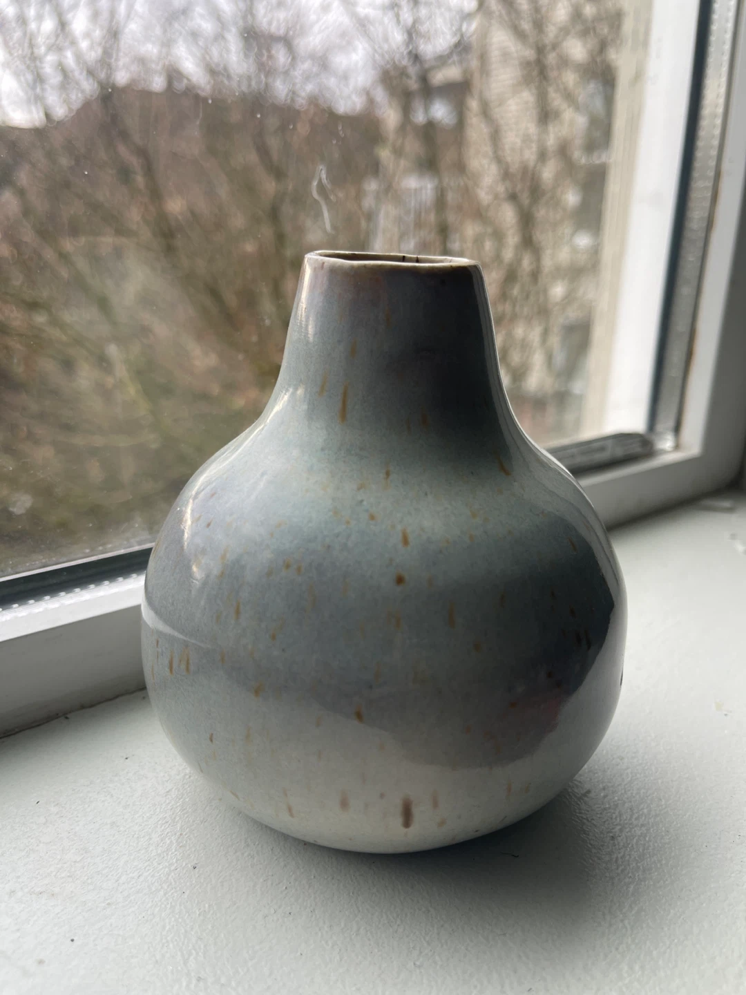 Blue Speckled Ceramic Bud Vase - Handmade