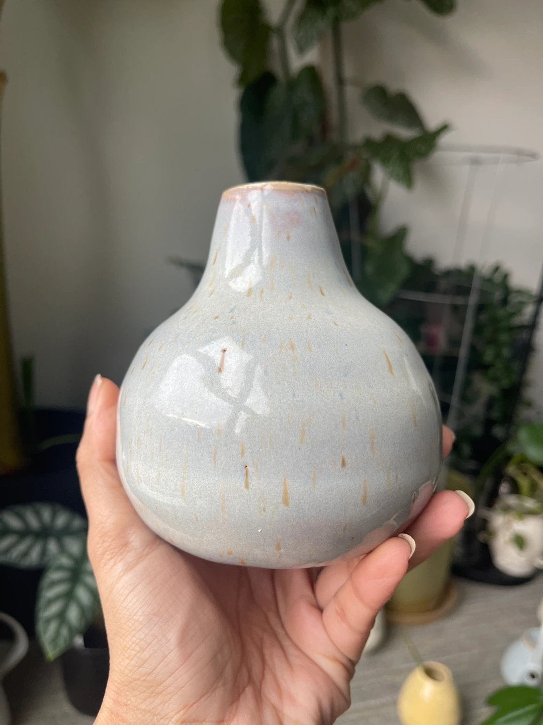 Blue Speckled Ceramic Bud Vase - Handmade - photo 2