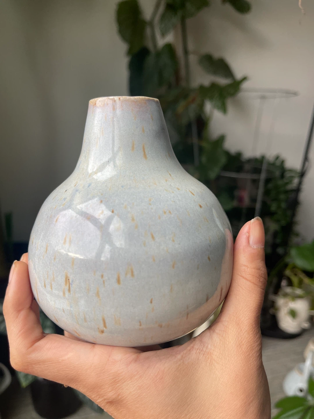 Blue Speckled Ceramic Bud Vase - Handmade - photo 3