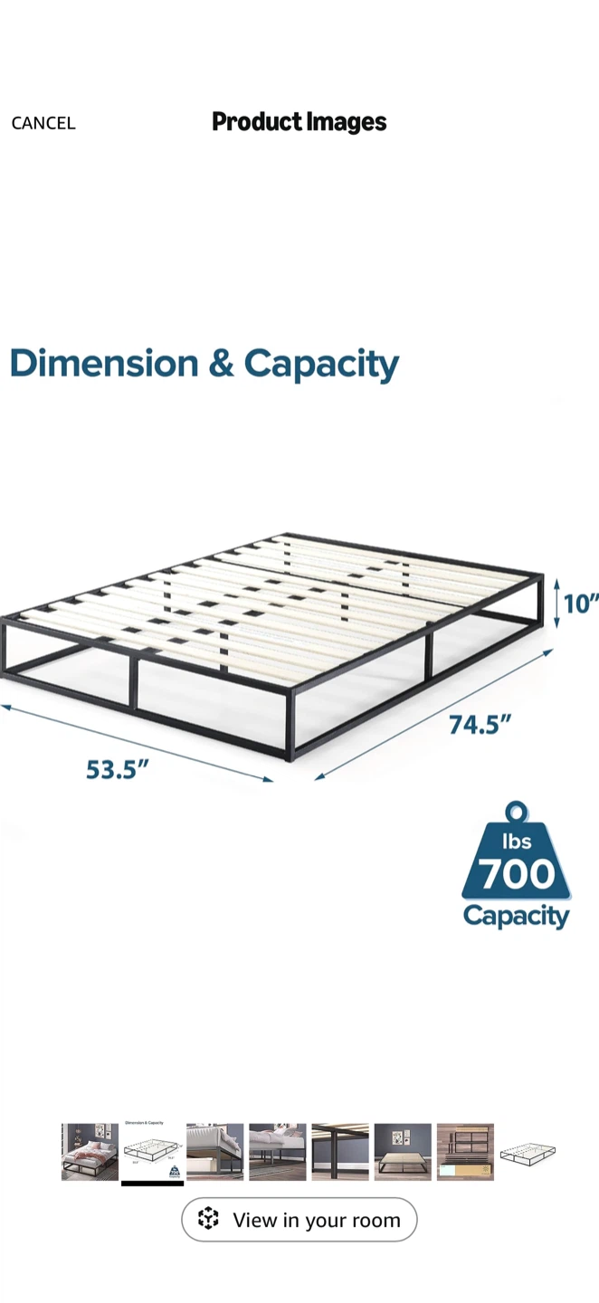 Black Metal Bed Frame - Double/Full Size - photo 3