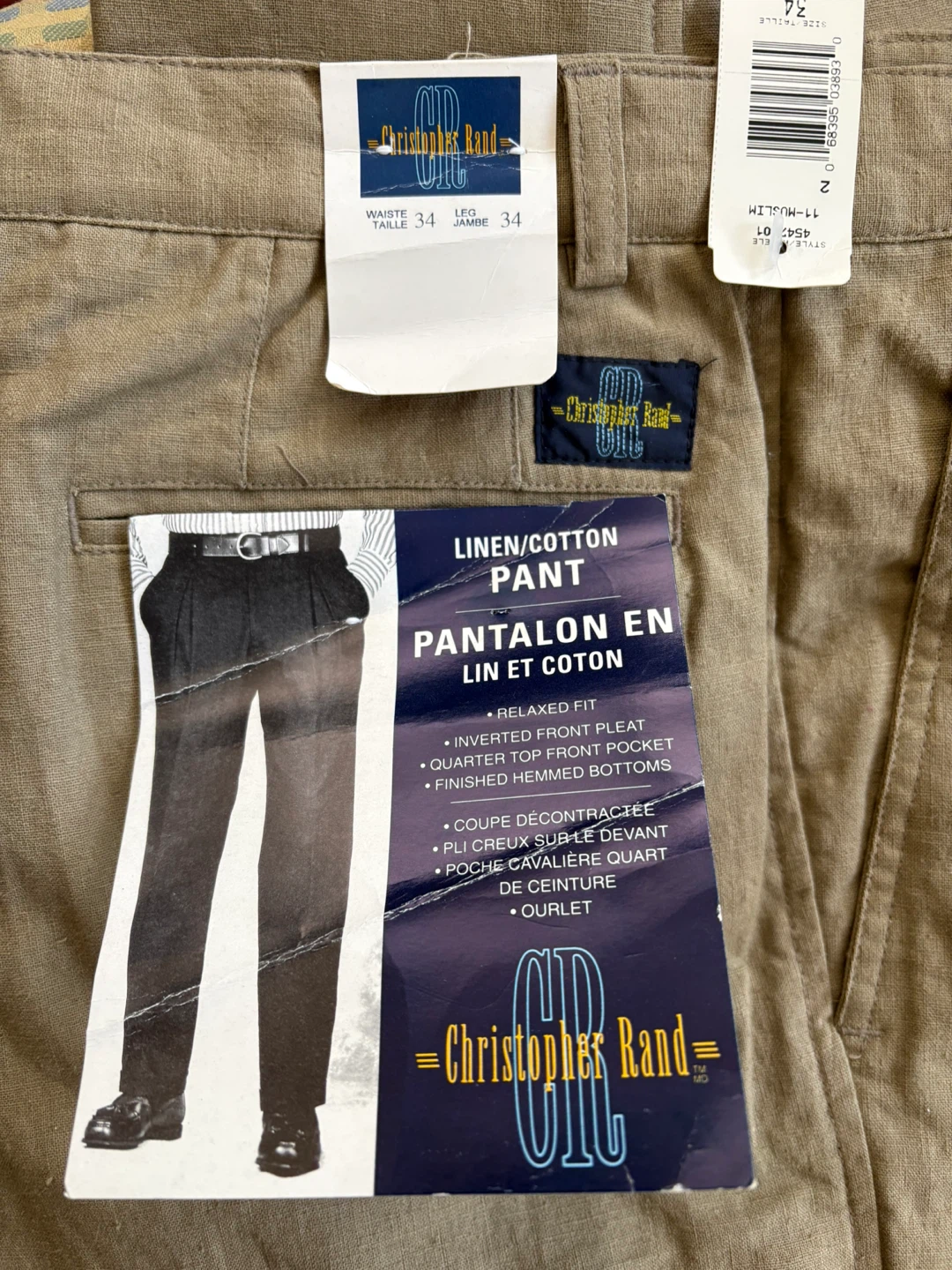 BRAND NEW Christopher Rand Linen/Cotton Pants - Size 34