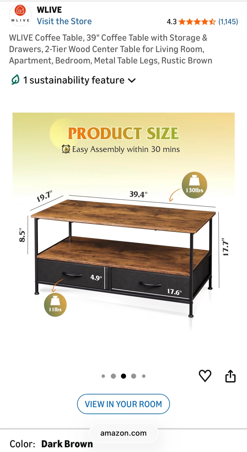 Coffee Table with Storage - photo 2