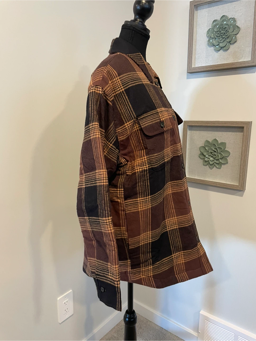 New! Tentree Womens Kapok Brown Plaid Flannel Insulated Shacket - photo 3