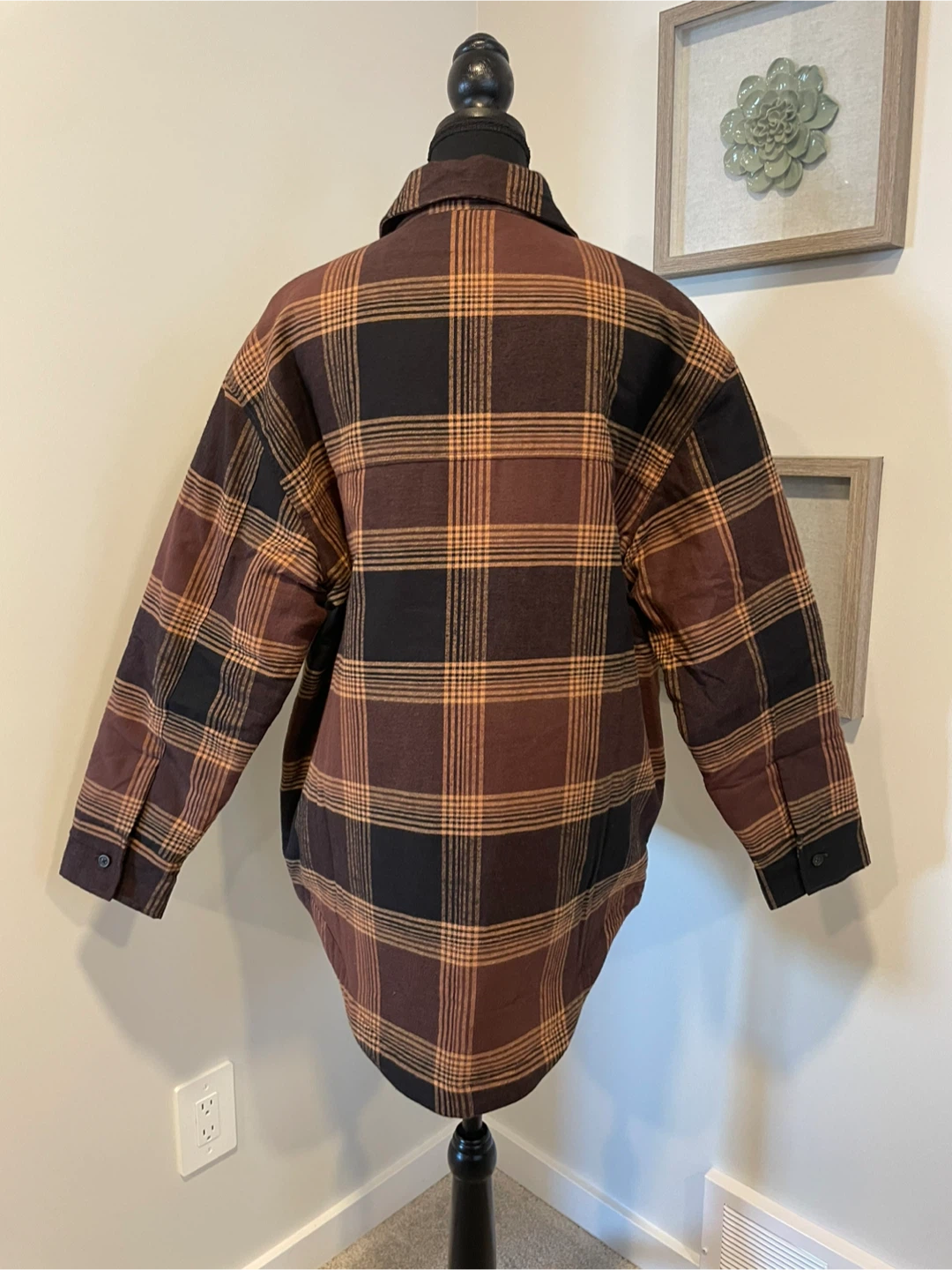 New! Tentree Womens Kapok Brown Plaid Flannel Insulated Shacket - photo 4