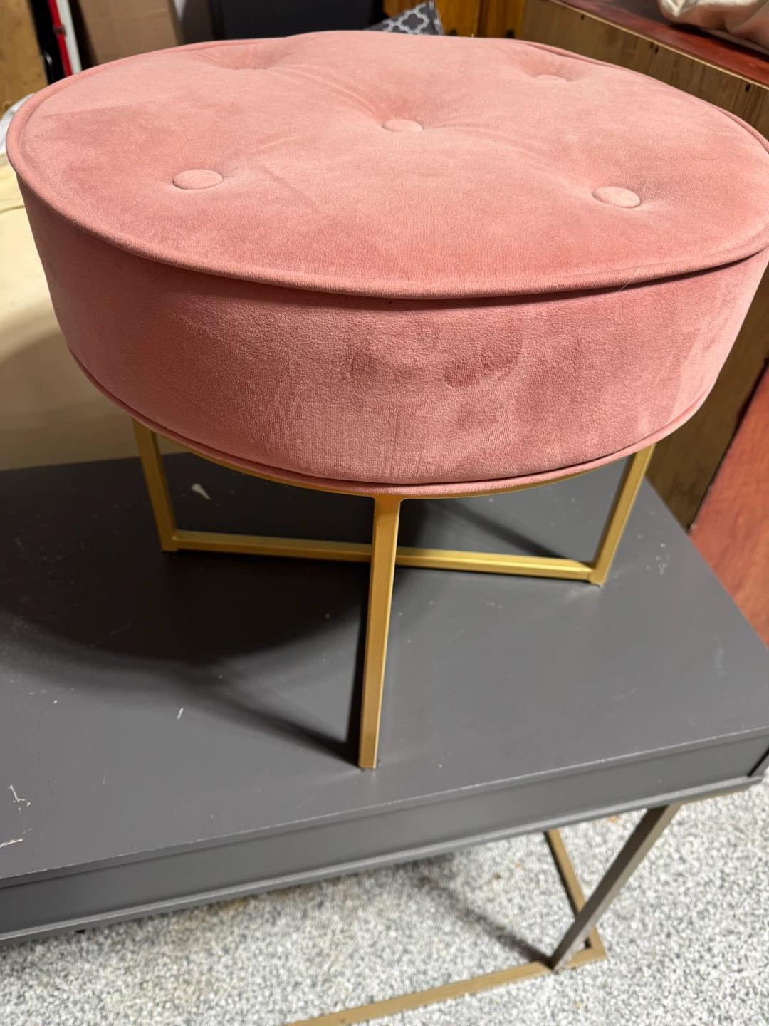 Pink Velvet Ottoman Footstool - photo 2
