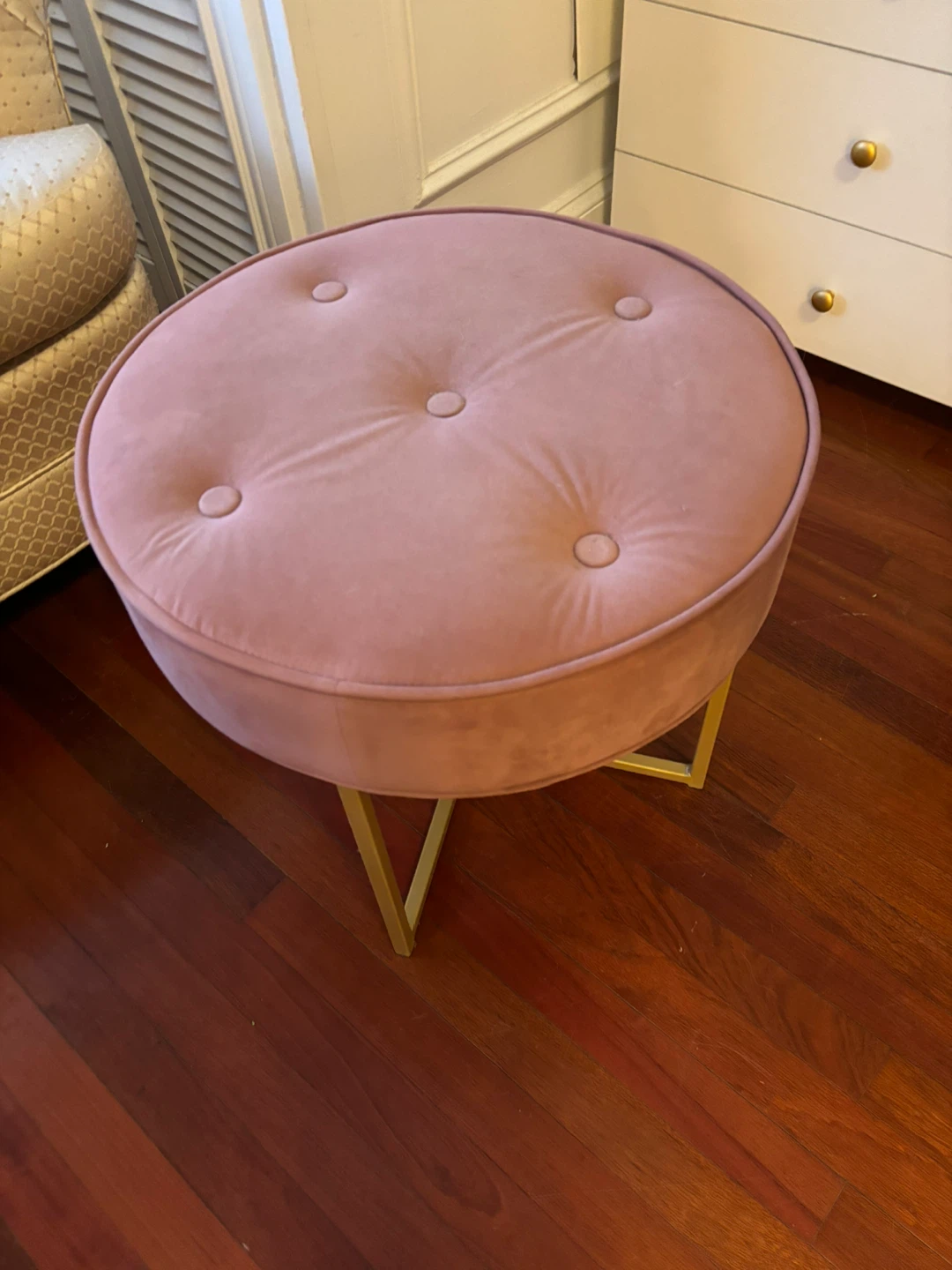 Pink Velvet Ottoman Footstool