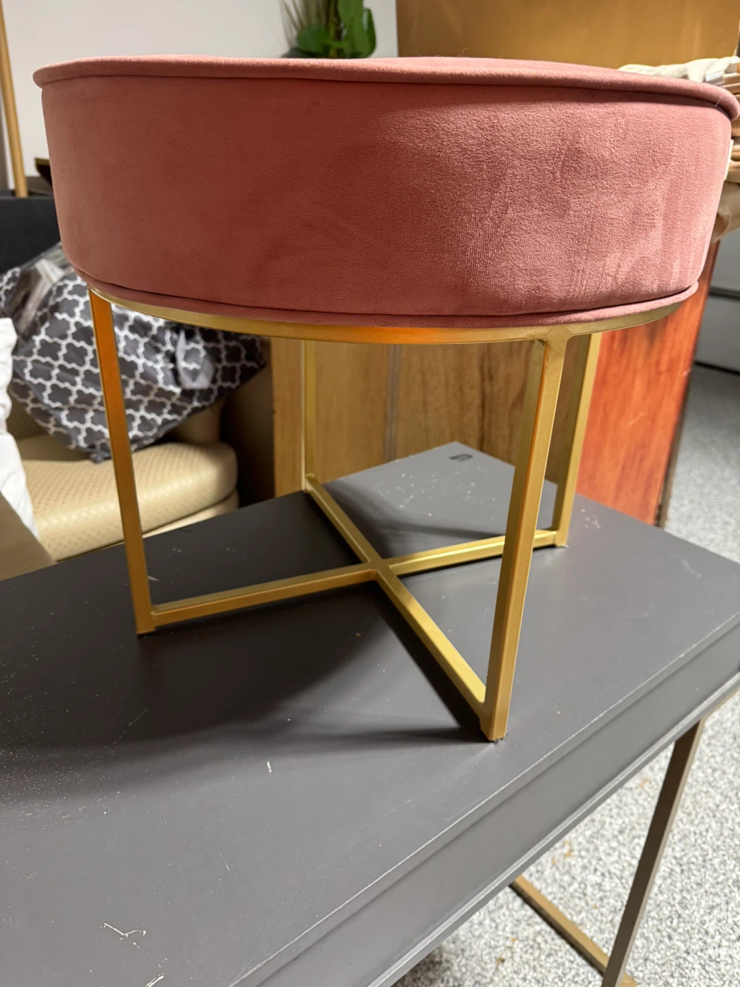 Pink Velvet Ottoman Footstool - photo 4