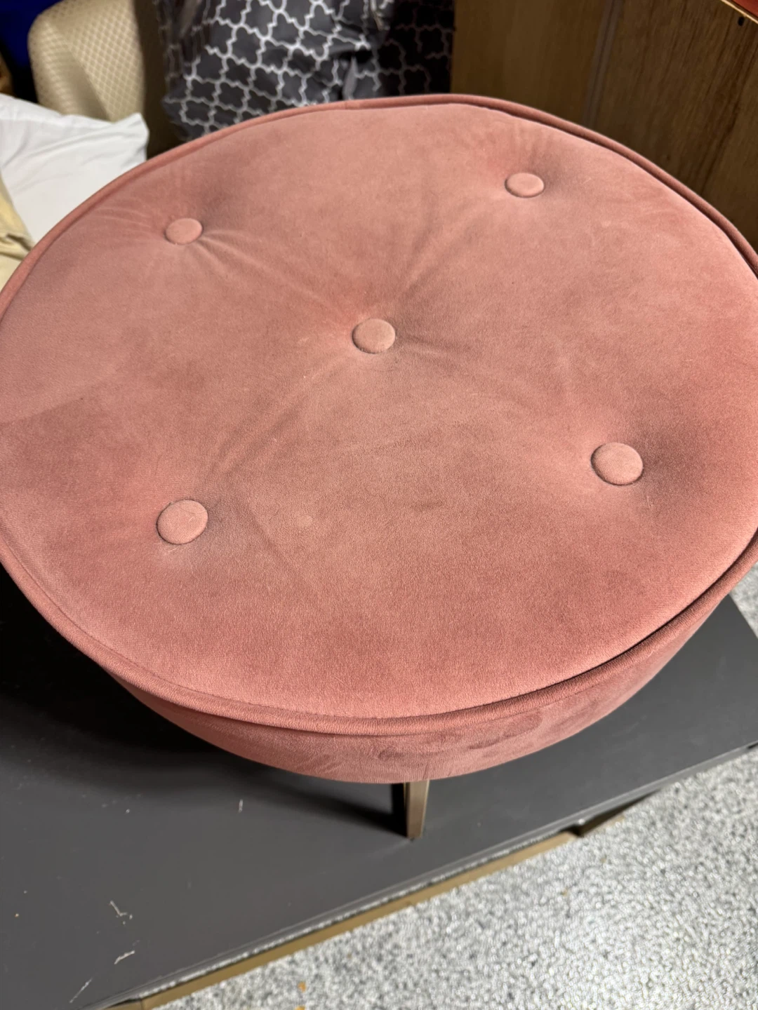 Pink Velvet Ottoman Footstool - photo 3