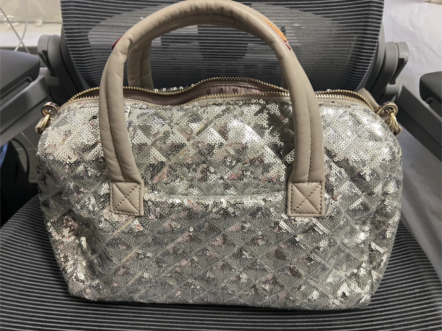 MZ Wallace silver sequin satchel
