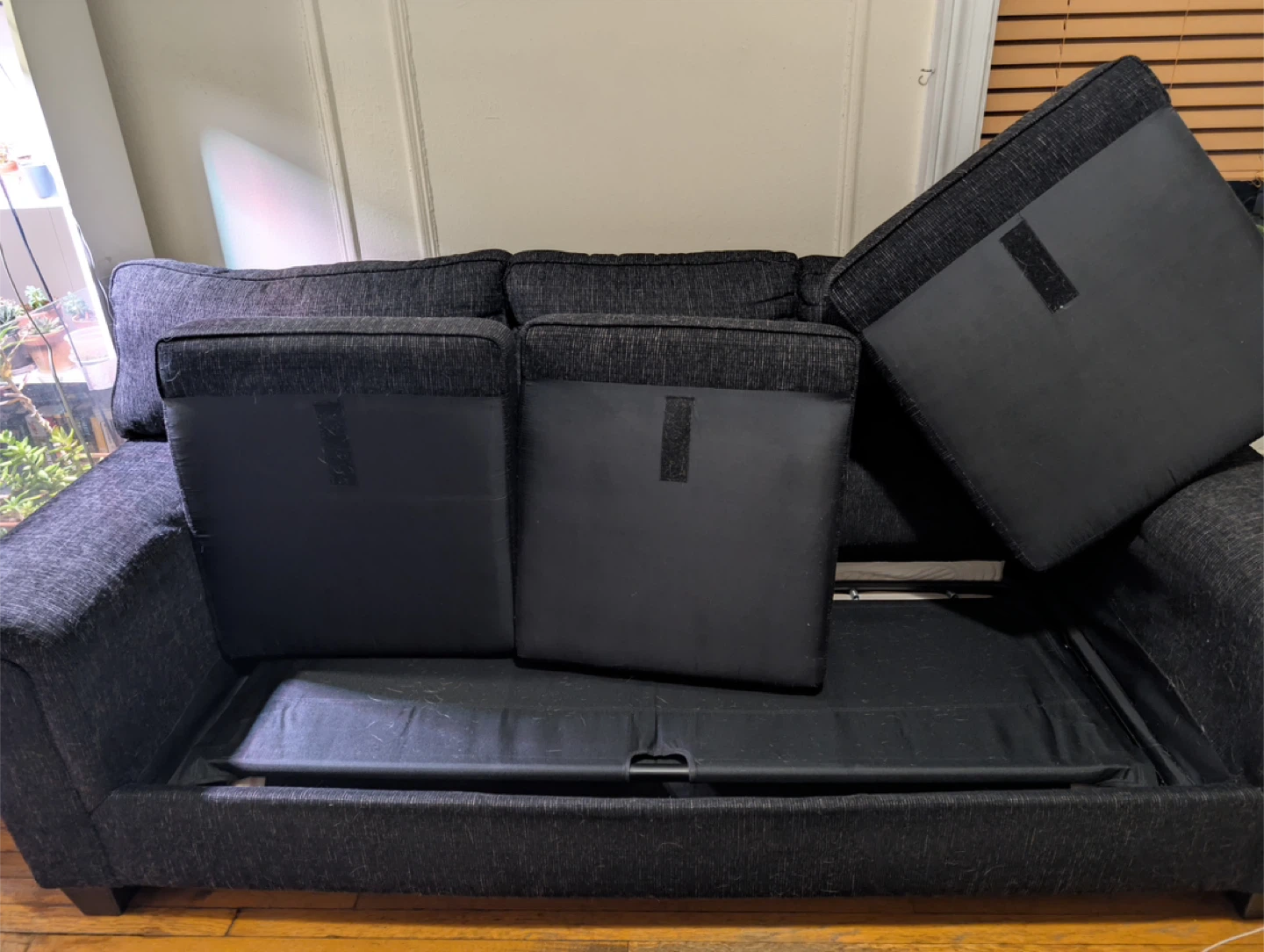 Dark Gray Three-Seat Sofa from Bob’s with sleeper - photo 2