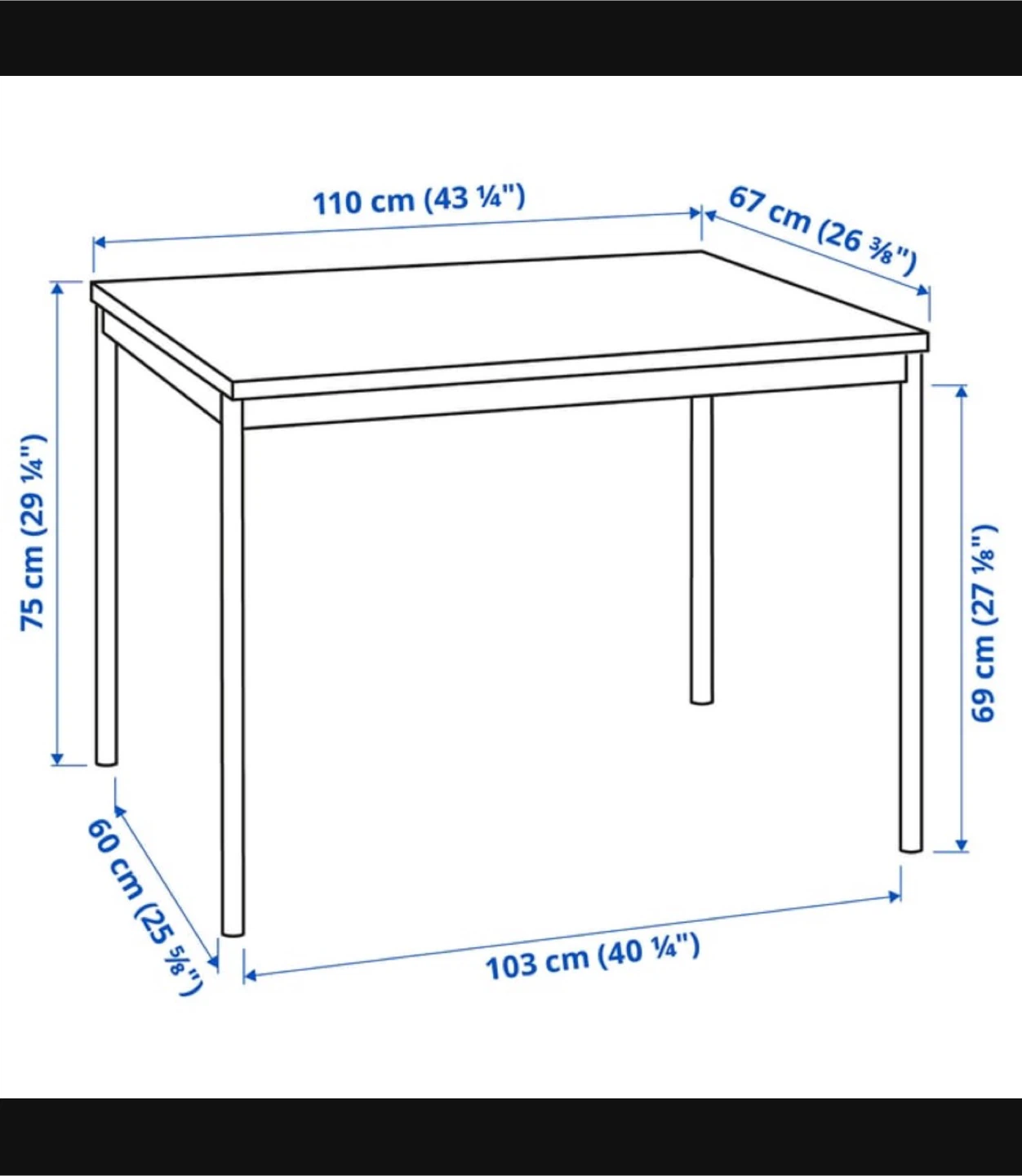 IKEA Black Table - 110x67 cms - photo 3