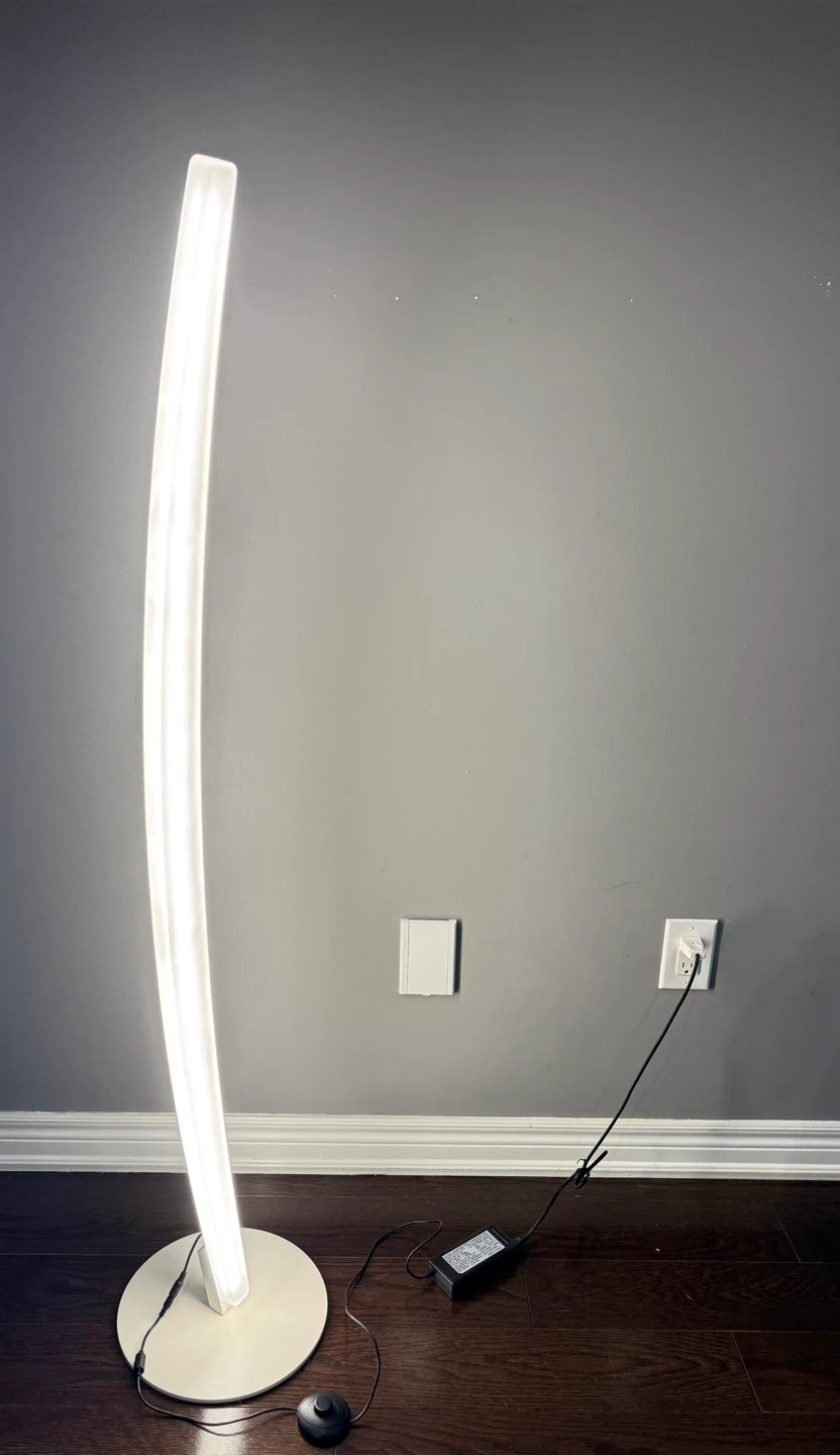 Modern LED Curved Floor Lamp - White - photo 3