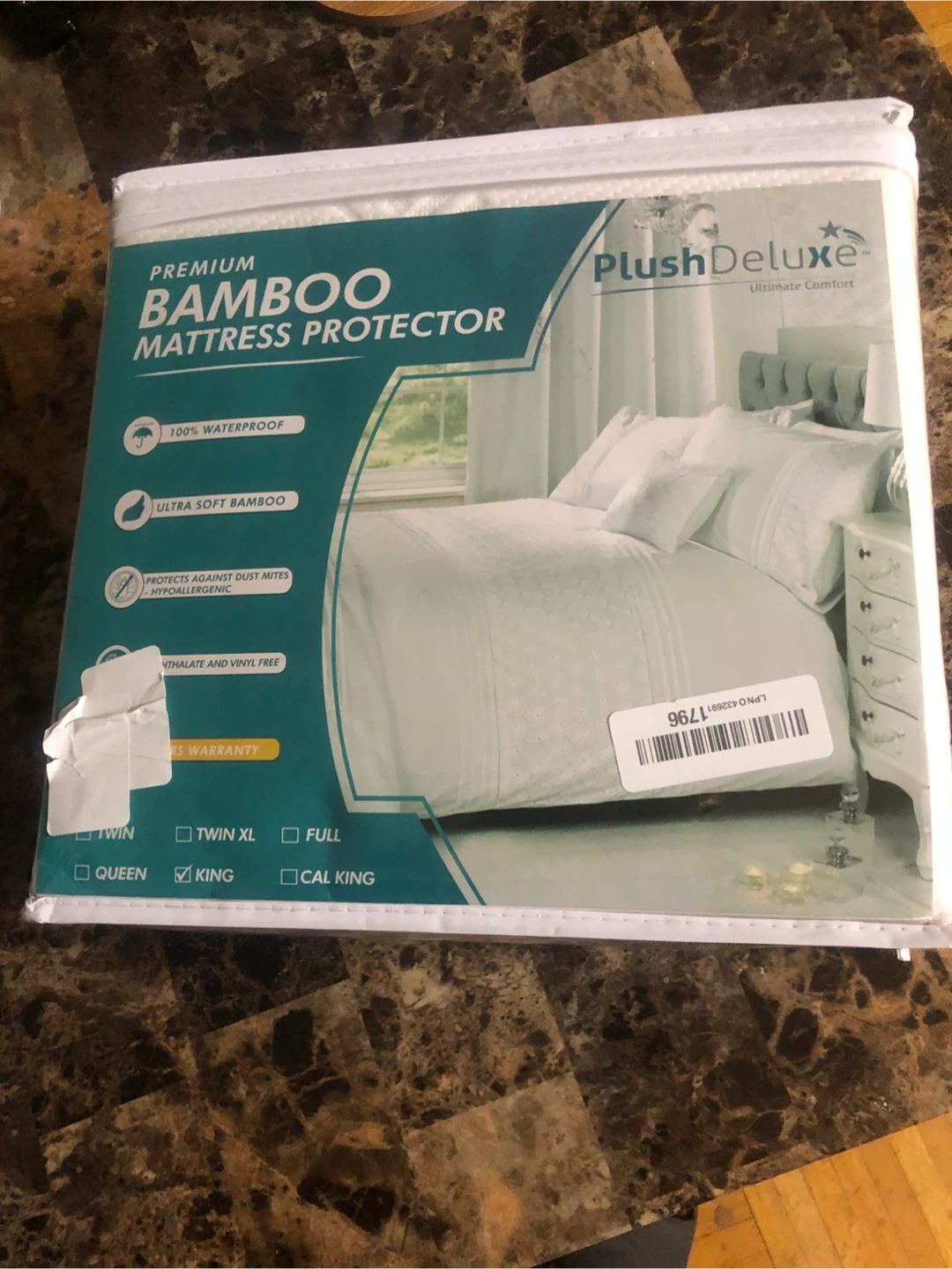 PlushDelux King Bamboo Mattress Protector - New