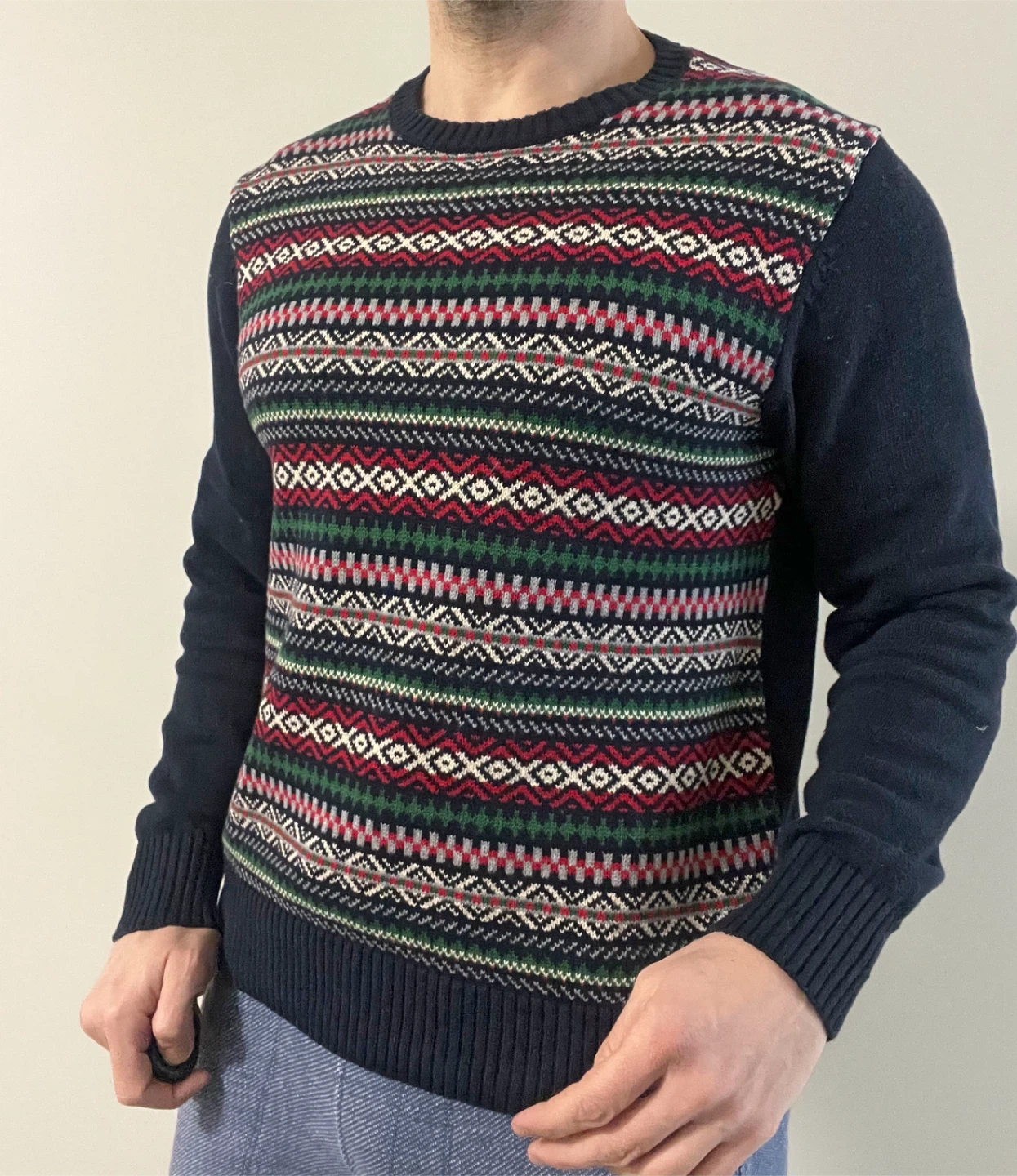 Men’s Fair Isle Knit Sweater – Size Medium