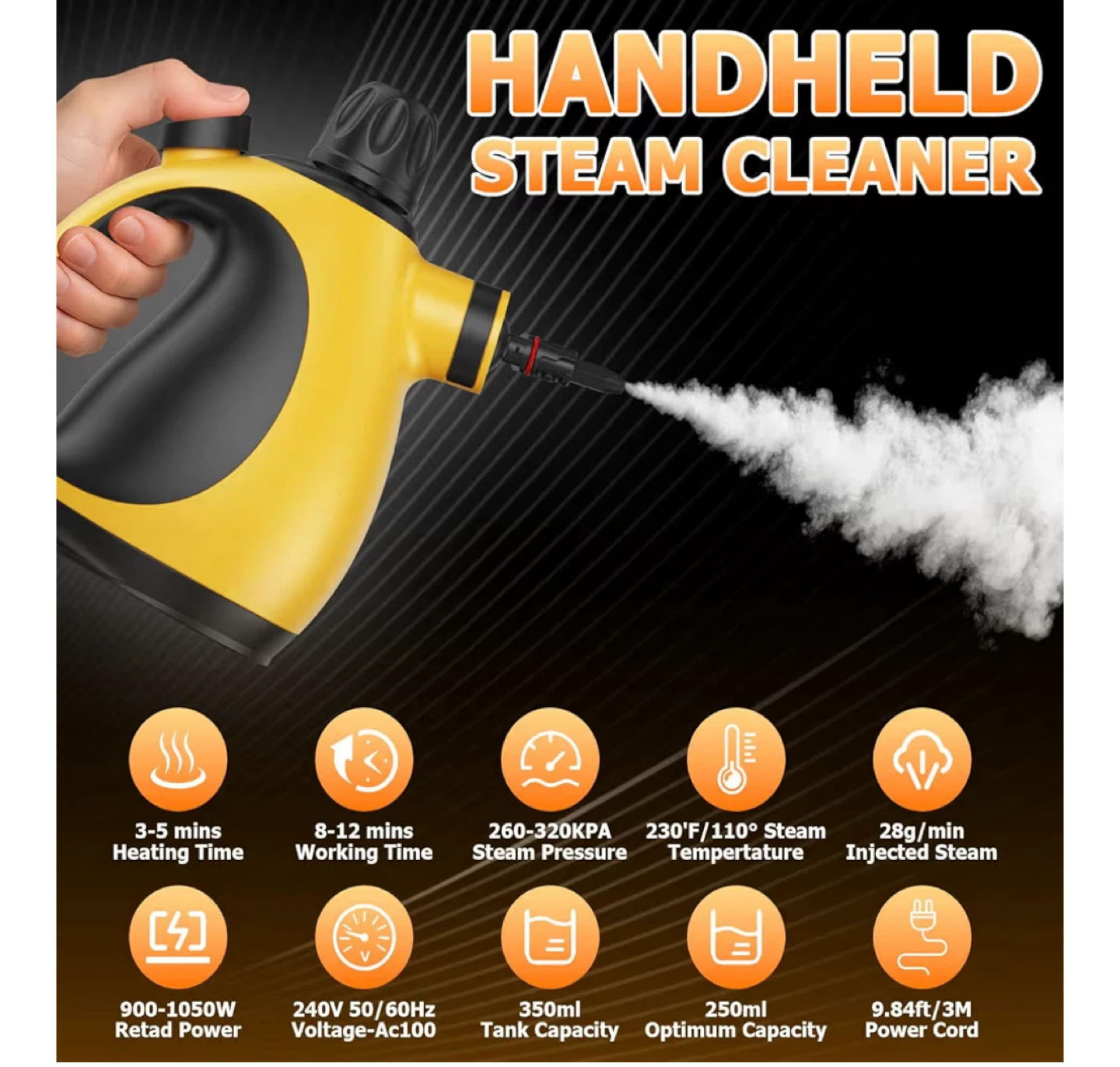 Handheld Steam Cleaner HY-307 Yellow/Black - photo 4